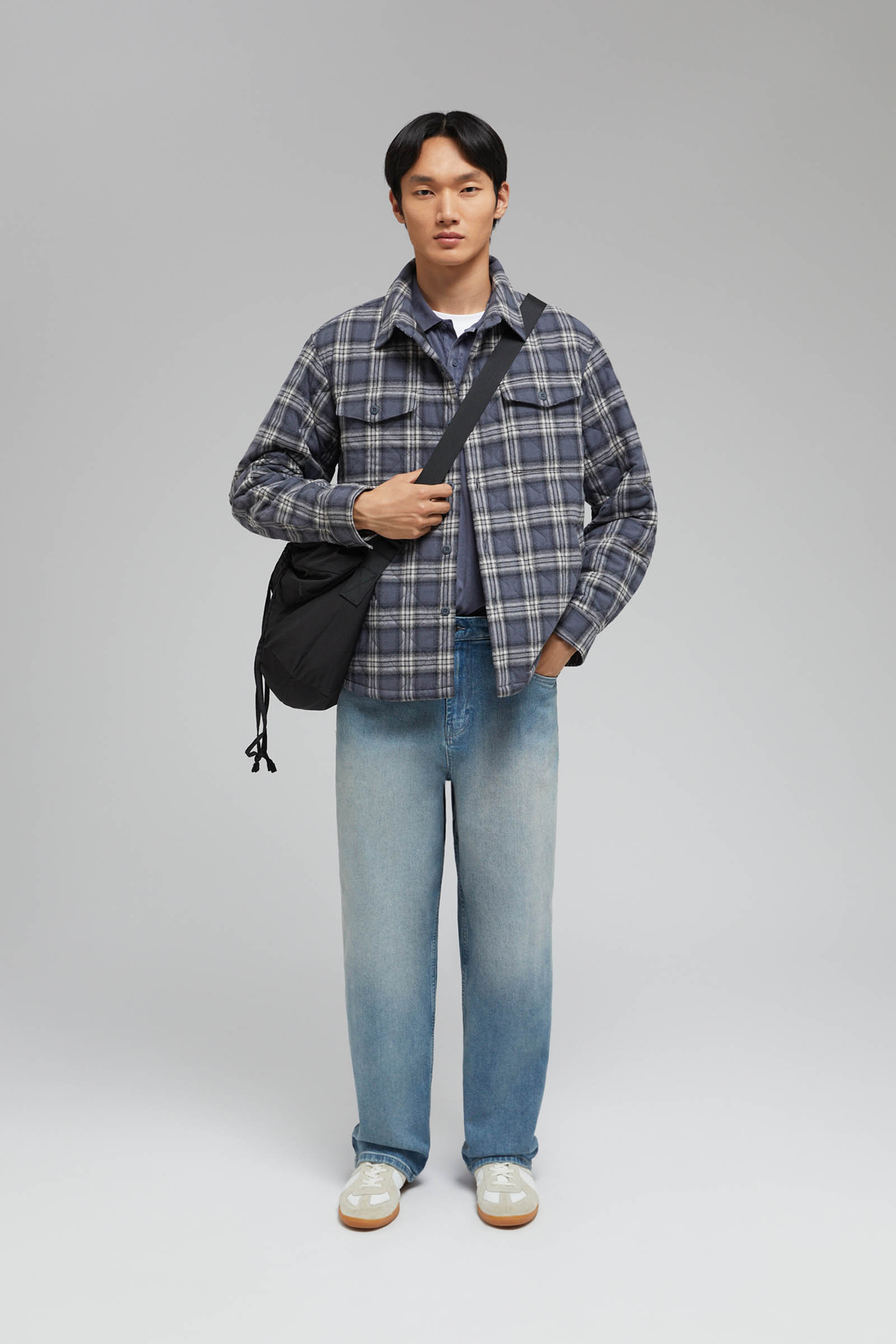 Куртка-рубашка FINN FLARE в клетку утепленная, синий, арт. FAF21000