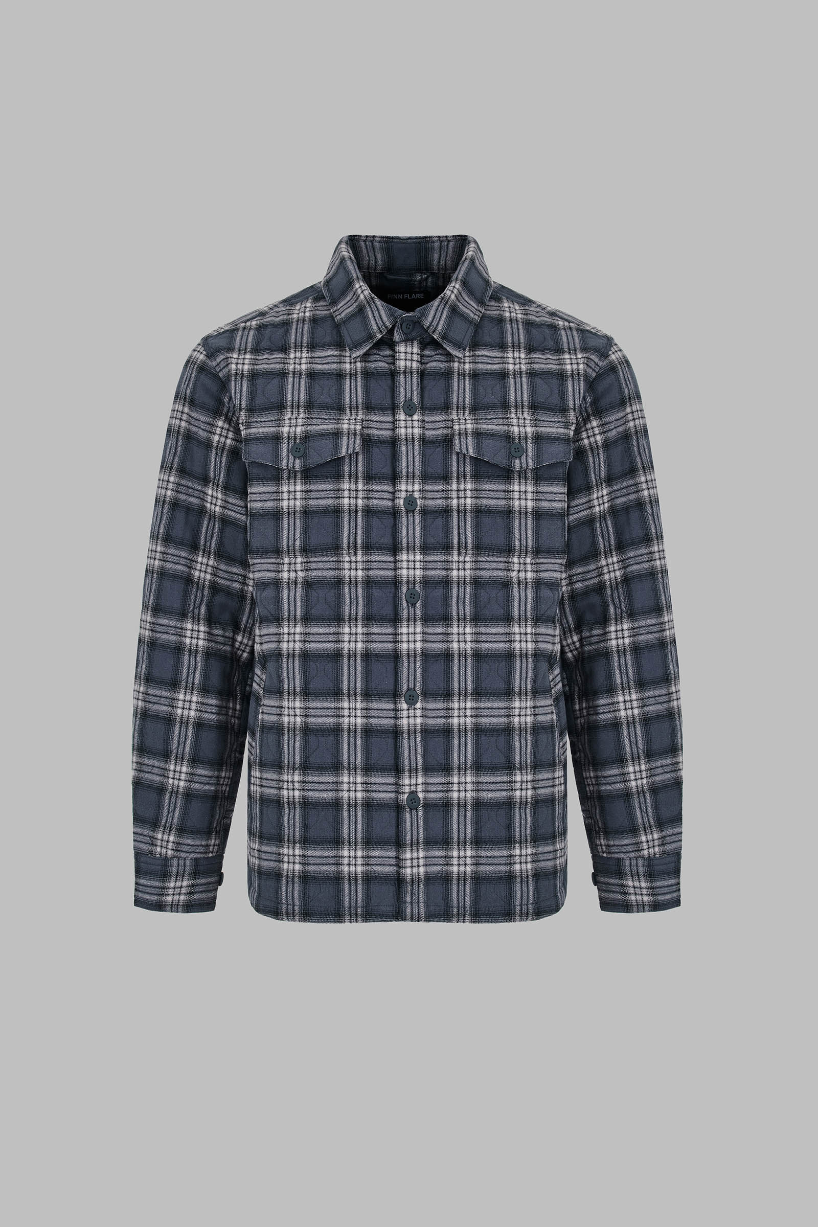 Утепленная куртка-рубашка в клетку