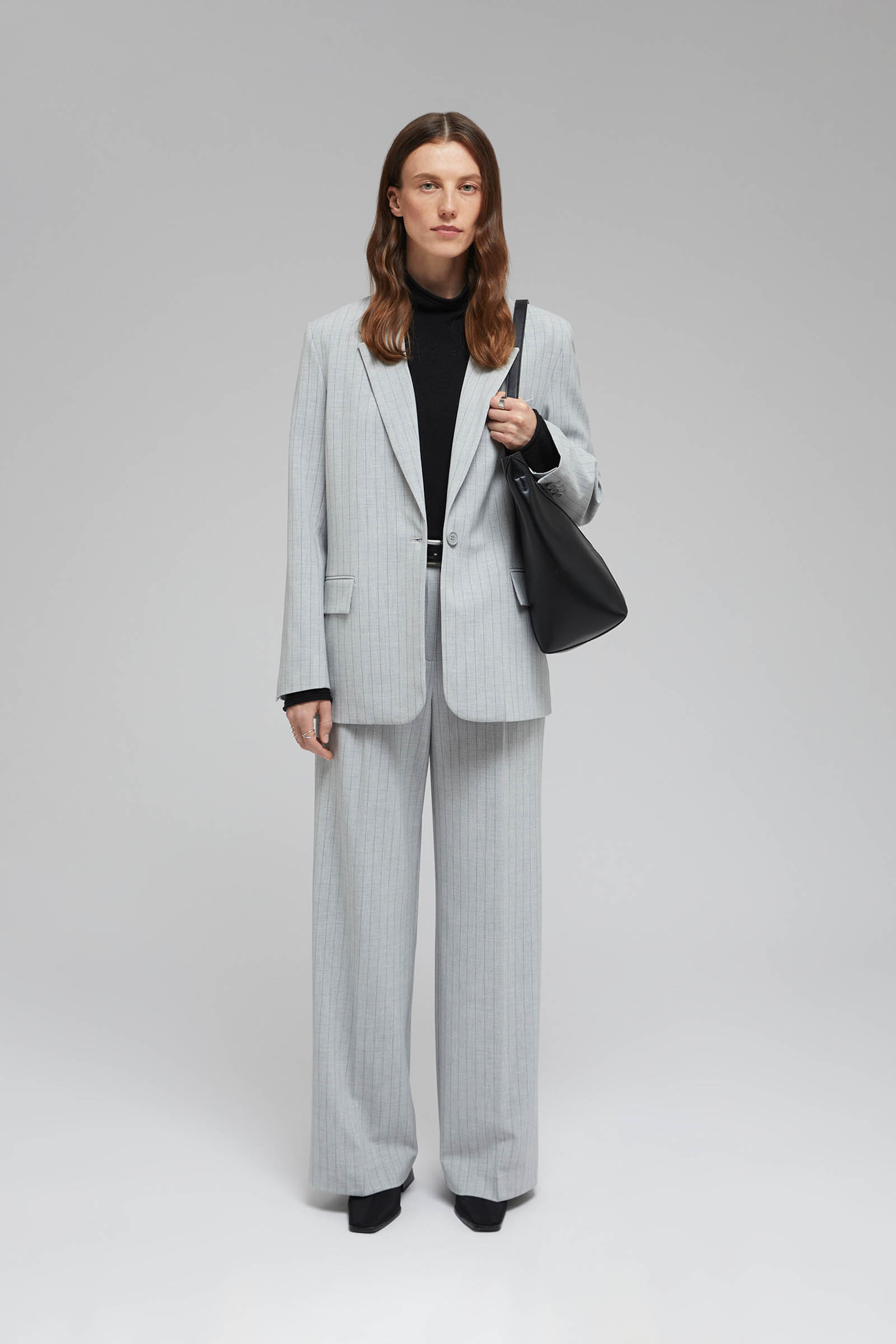 

Прямые брюки в полоску, 211 mc light silver, Прямые брюки в полоску