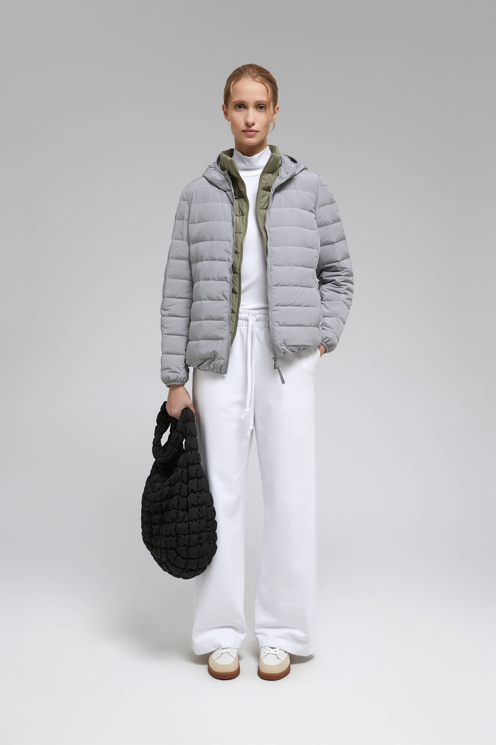Пуховик FINN FLARE стеганый с натуральным пухом, серый, арт. FAF12001