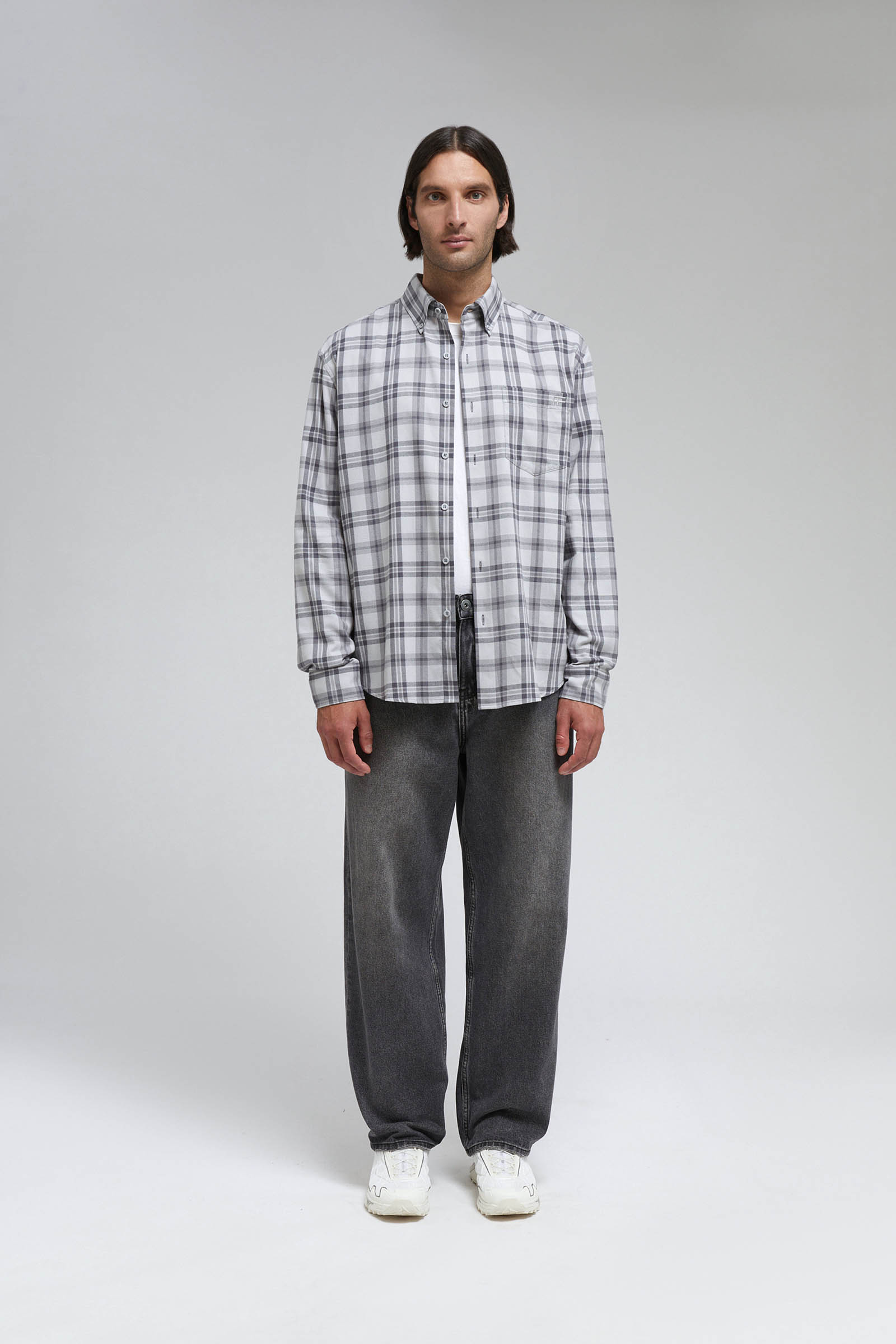 

Рубашка из хлопковой фланели в клетку, 212 mc silver, Рубашка из хлопковой фланели в клетку