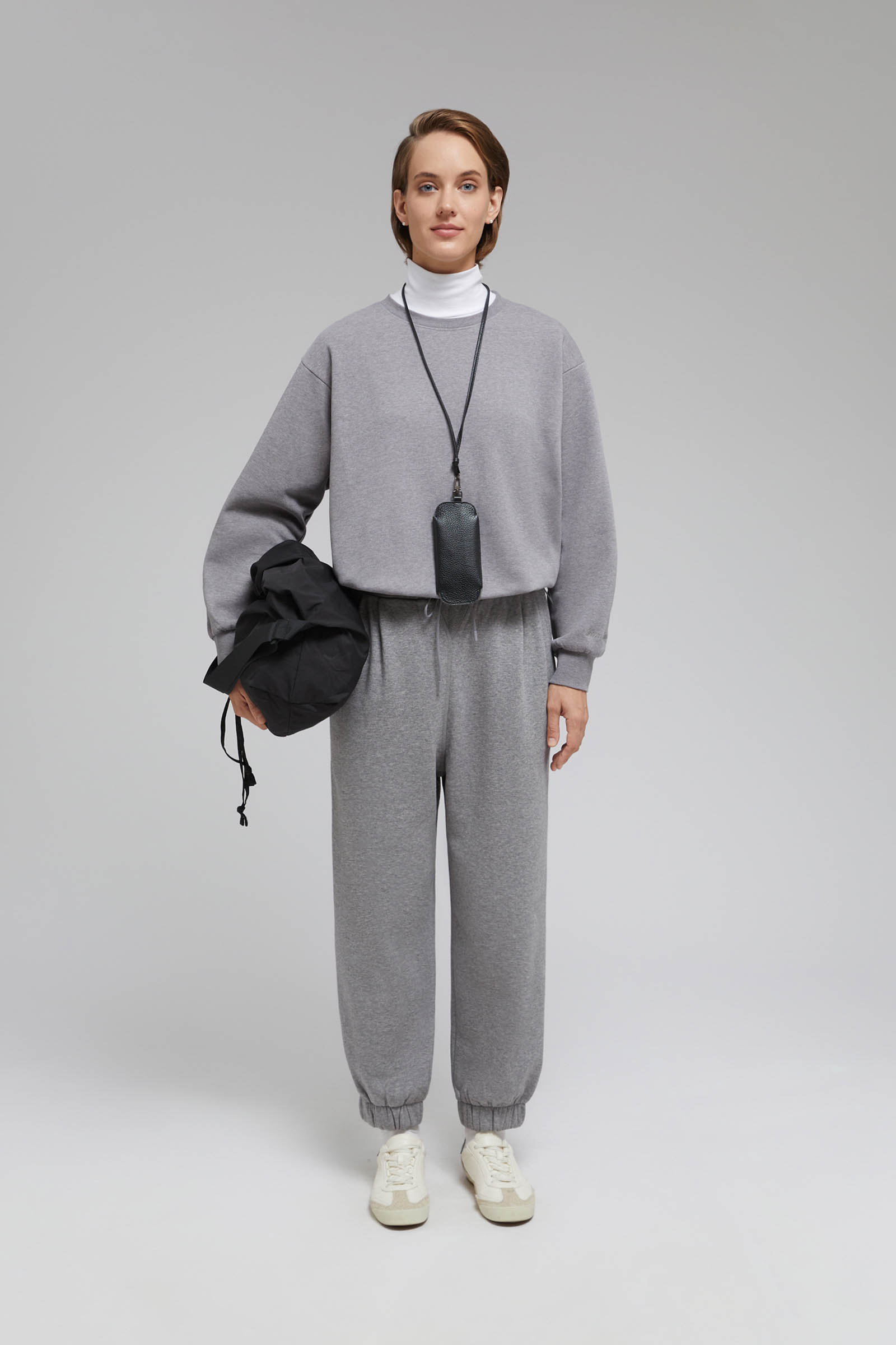 

Брюки-джоггеры из футера, 256 iron melange, Брюки-джоггеры из футера