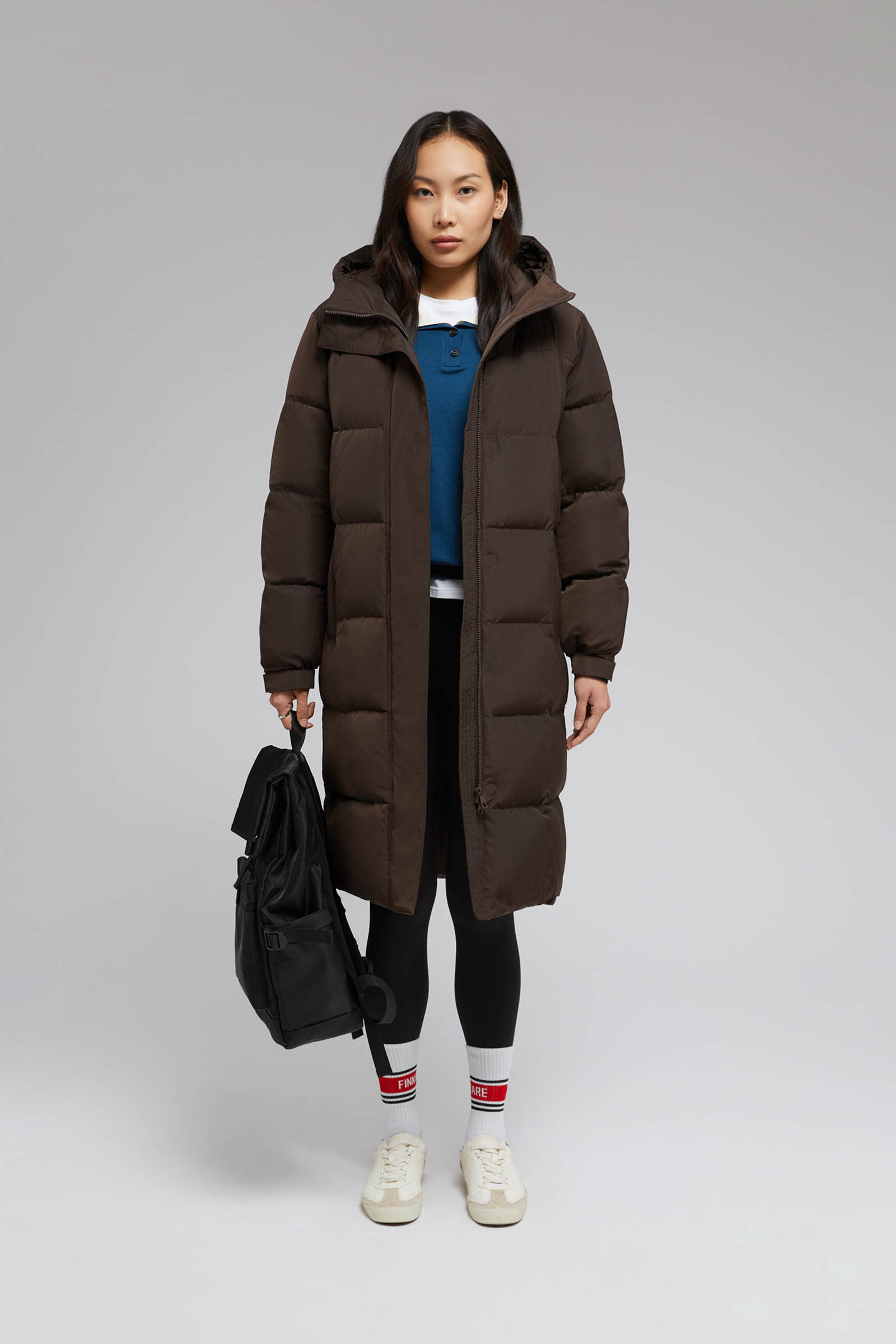 Длинный пуховик Finn Flare, коричневый, арт. FAF11045
