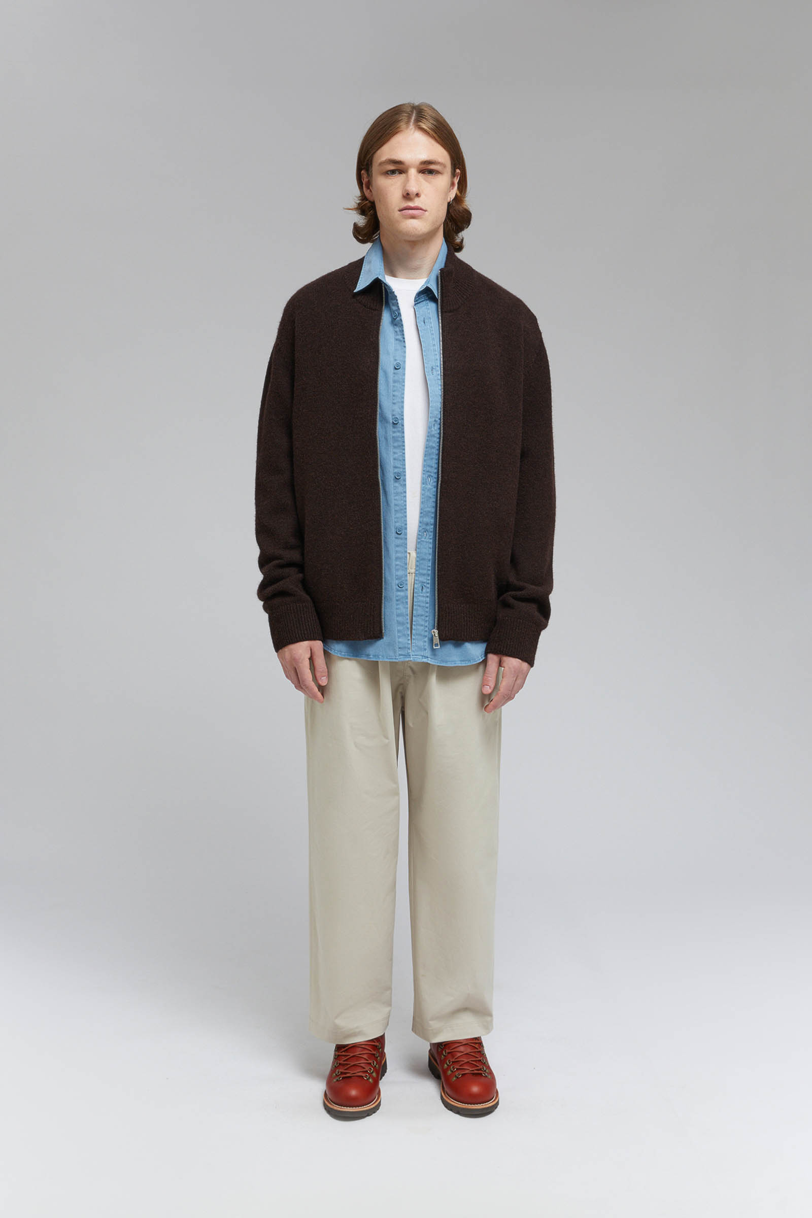 Кардиган FINN FLARE на молнии с шерстью, коричневый, арт. FAF21100