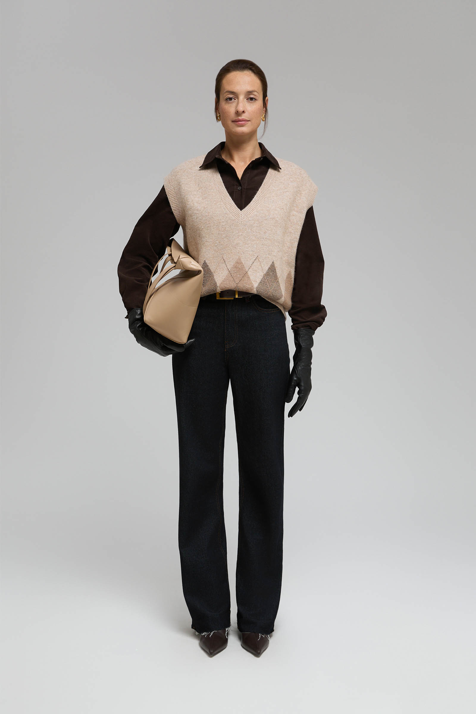 Трикотажный жилет Finn Flare с шерстью, бежевый, арт. FAF11132