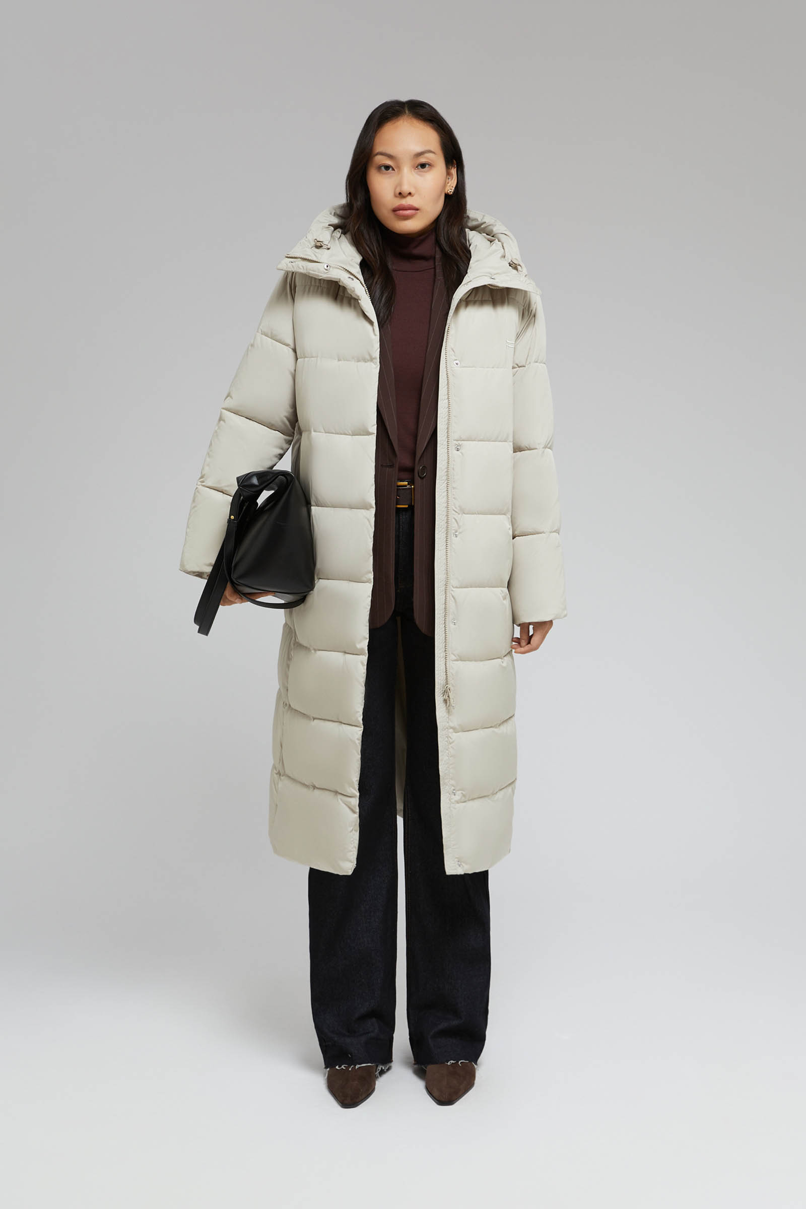 Утепленное пальто Finn Flare с капюшоном, бежевый, арт. FAF11007