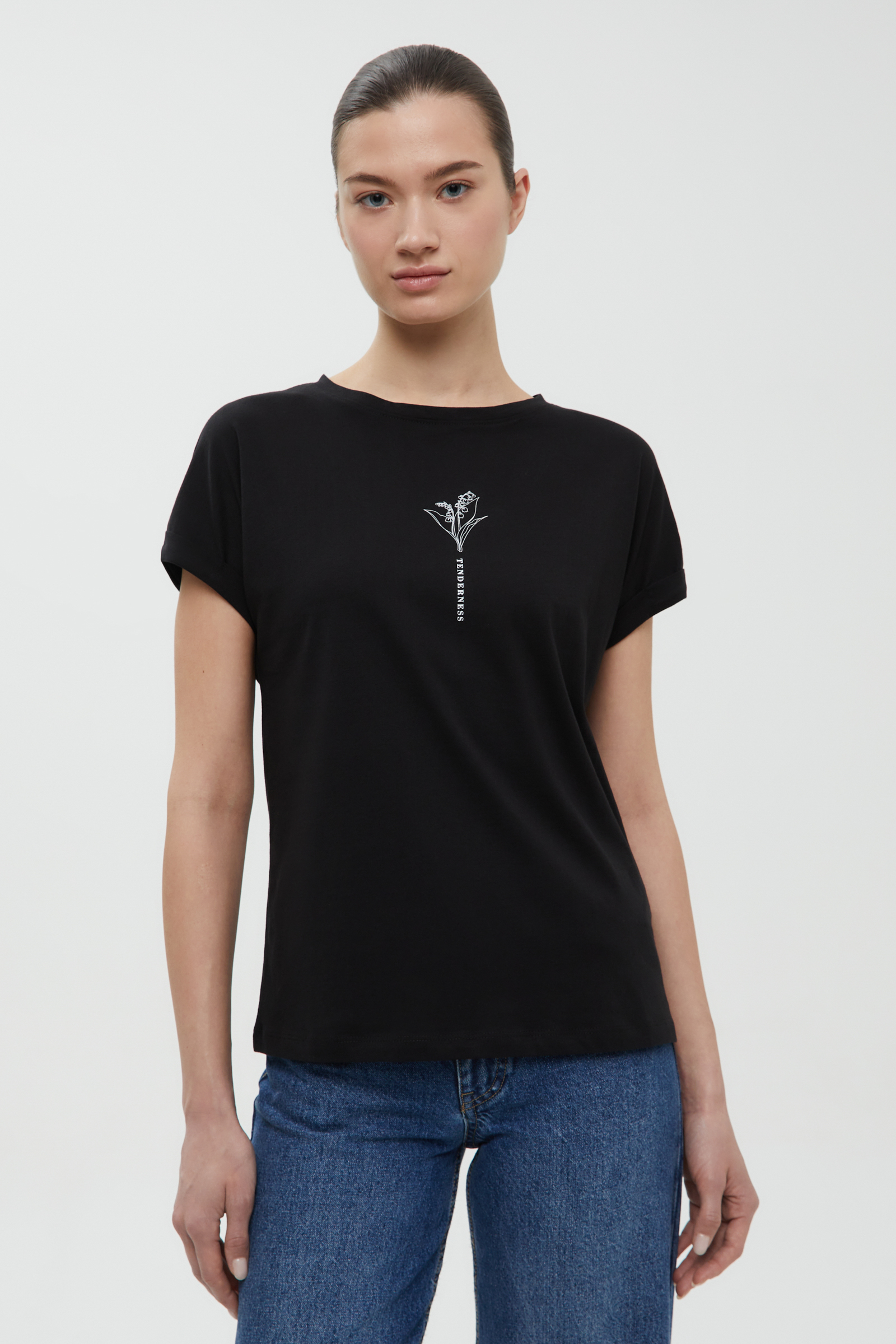 Футболка Finn Flare с круглым вырезом, черный, арт. FBC11085