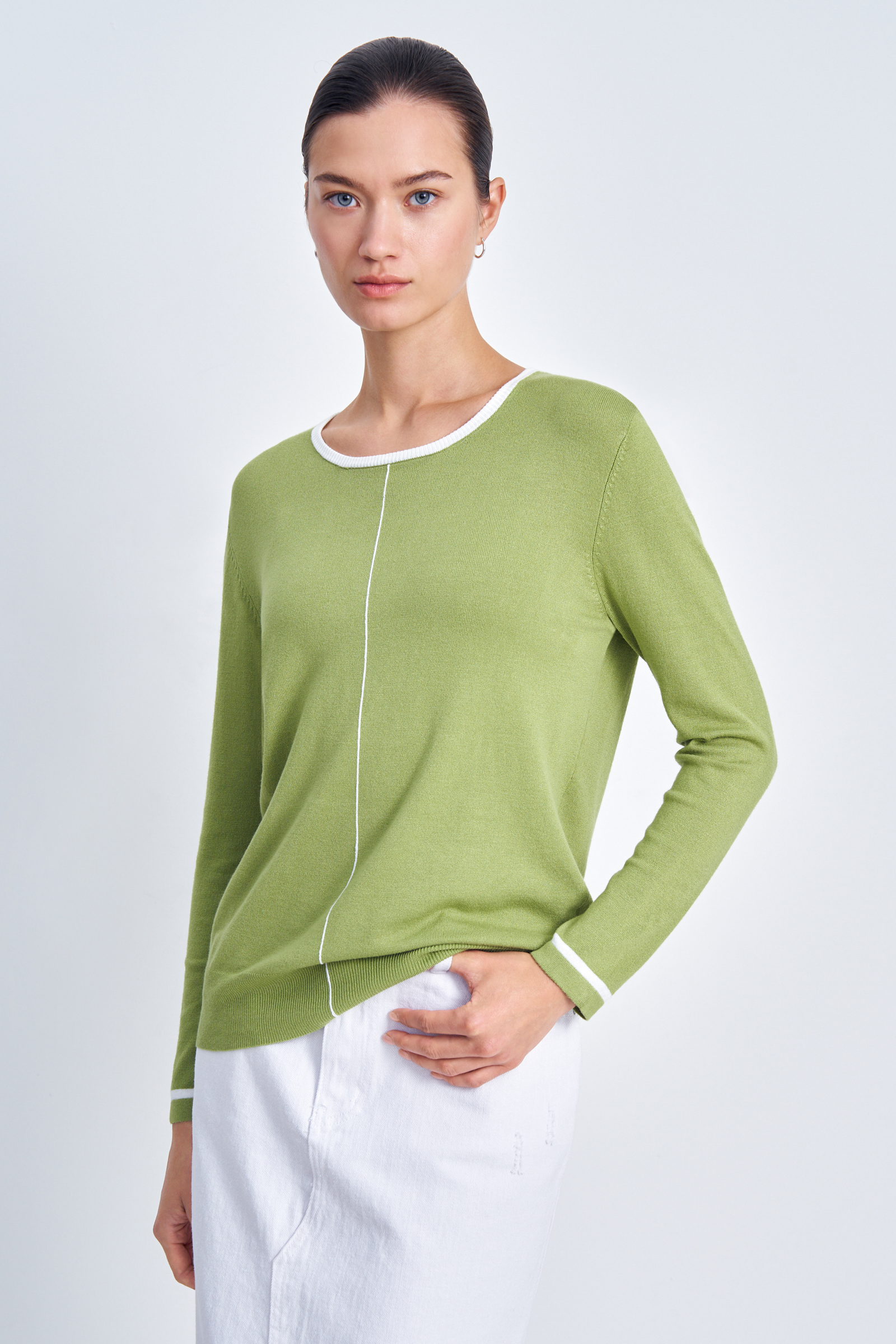 

Джемпер с контрастной отделкой, 552 cress, Джемпер с контрастной отделкой