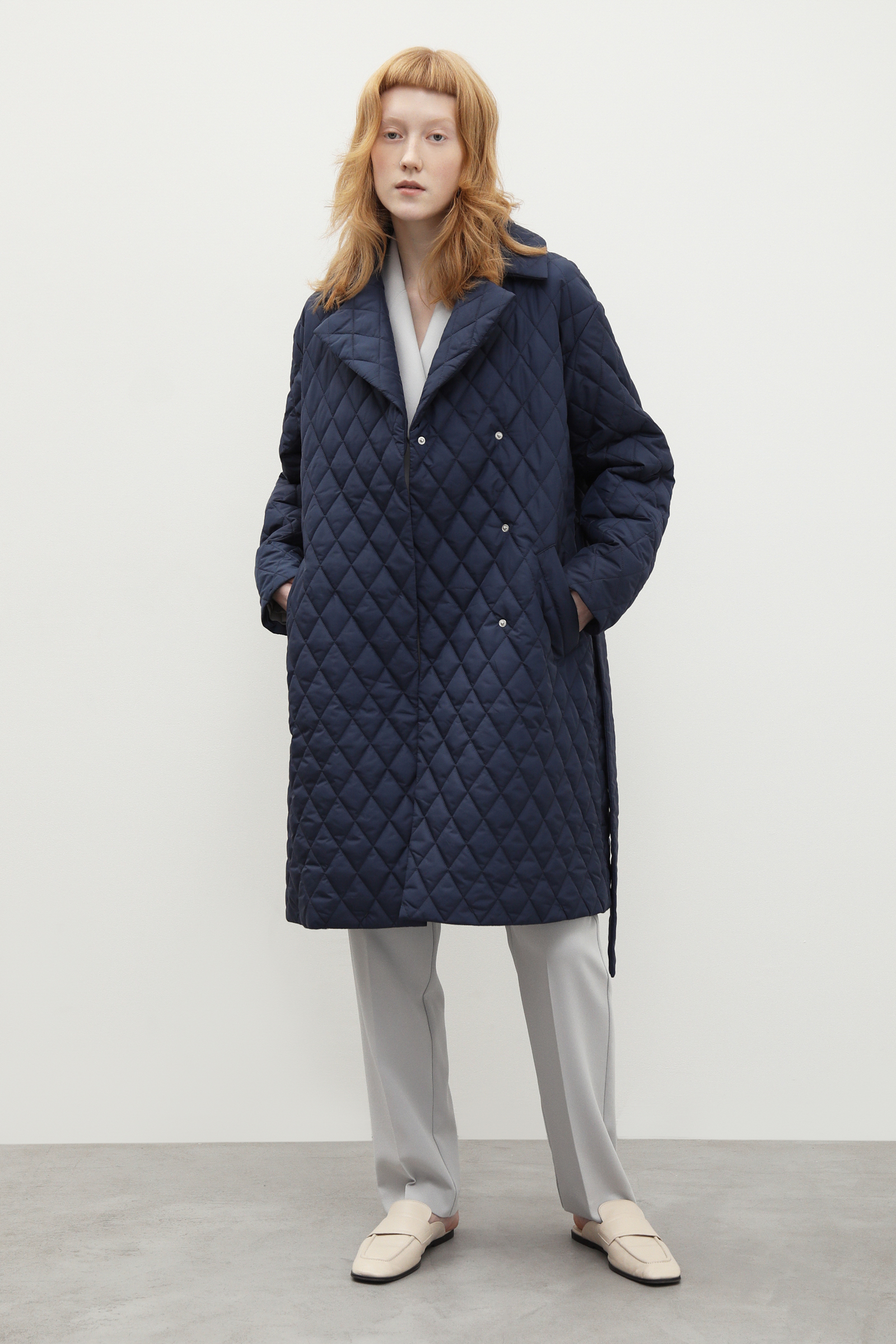 Стеганое утепленное пальто с поясом finn flare утепленное пальто с поясом