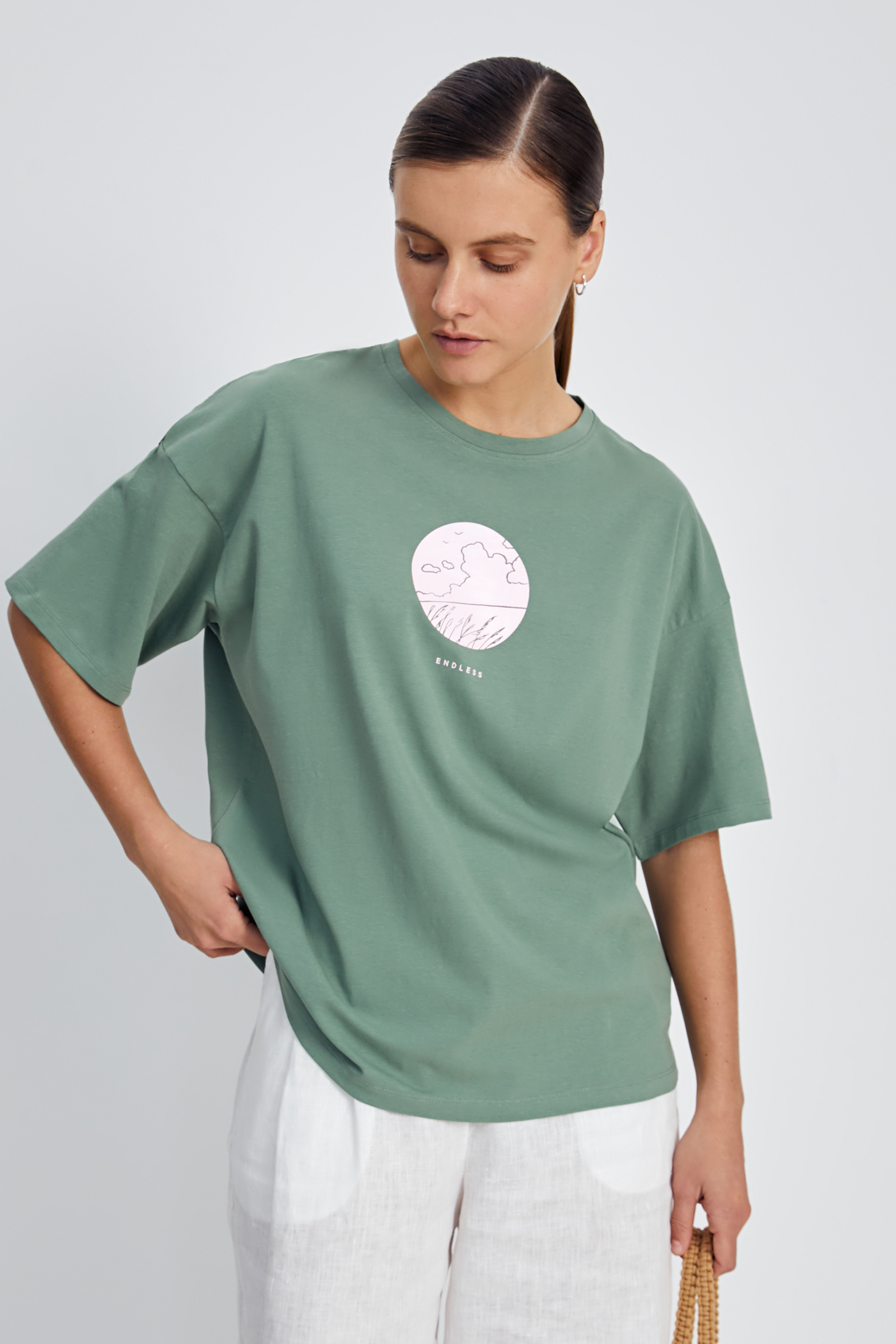 Футболка Finn Flare с принтом, зеленый, арт. FBD110209