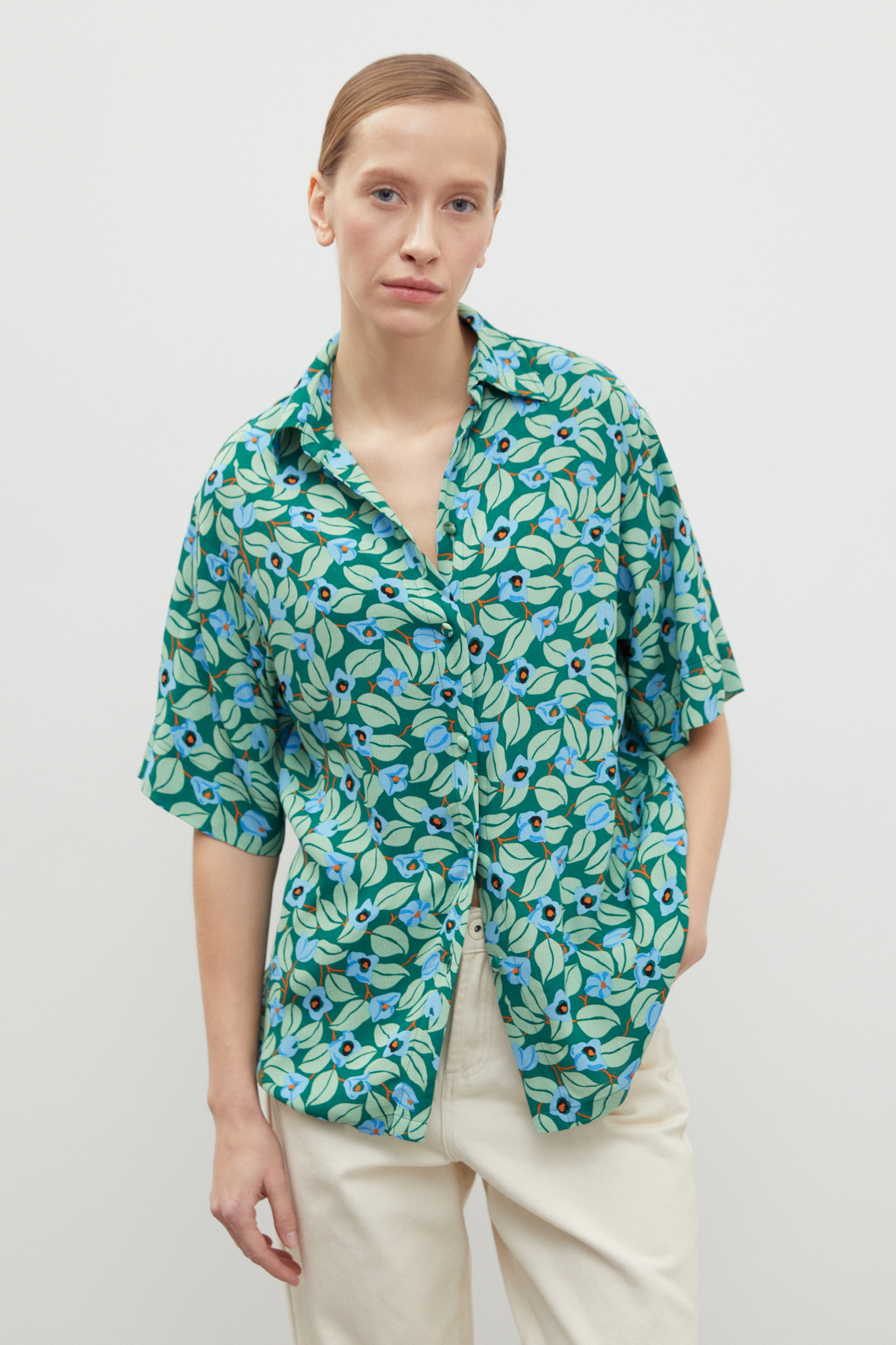 

Блузка с принтом из вискозы, 519 mc clover, Блузка с принтом из вискозы