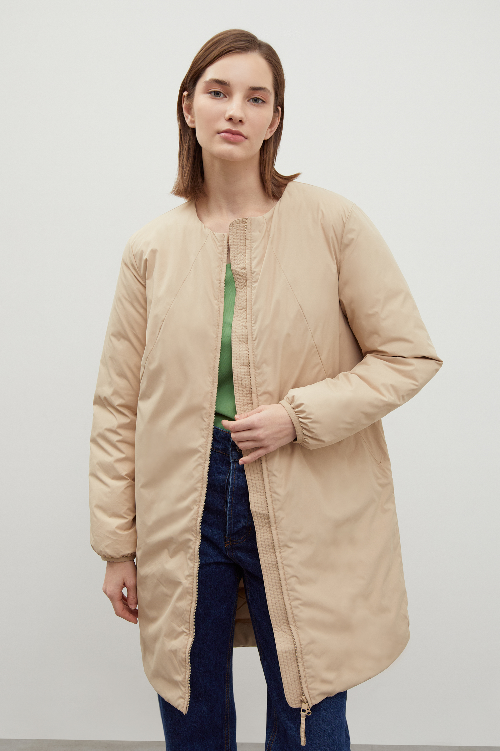 

Утепленное пальто силуэта oversize, 723 irish cream, Утепленное пальто силуэта oversize