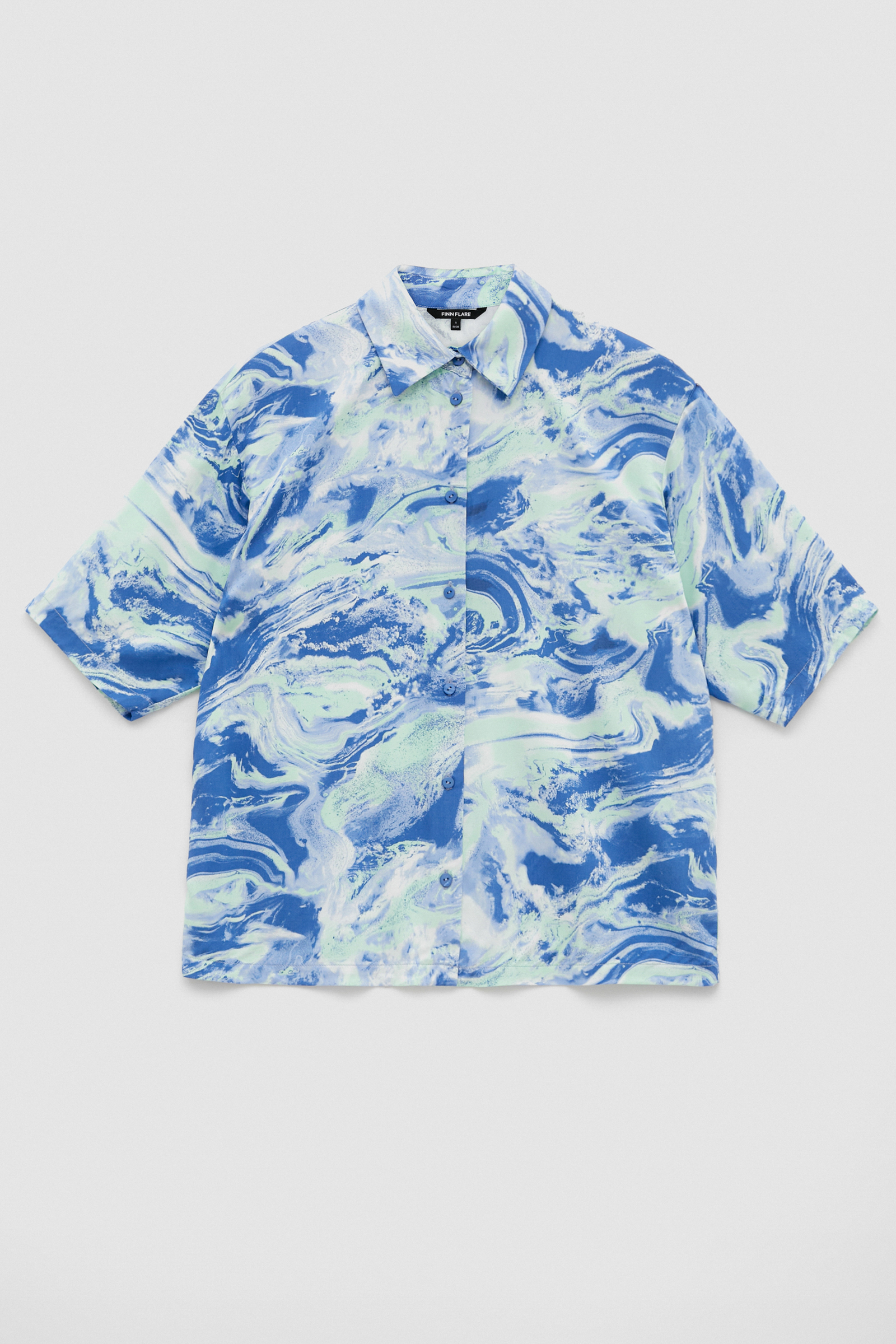 

Блузка свободного силуэта с коротким рукавом, 124 mc cyan, Блузка свободного силуэта с коротким рукавом