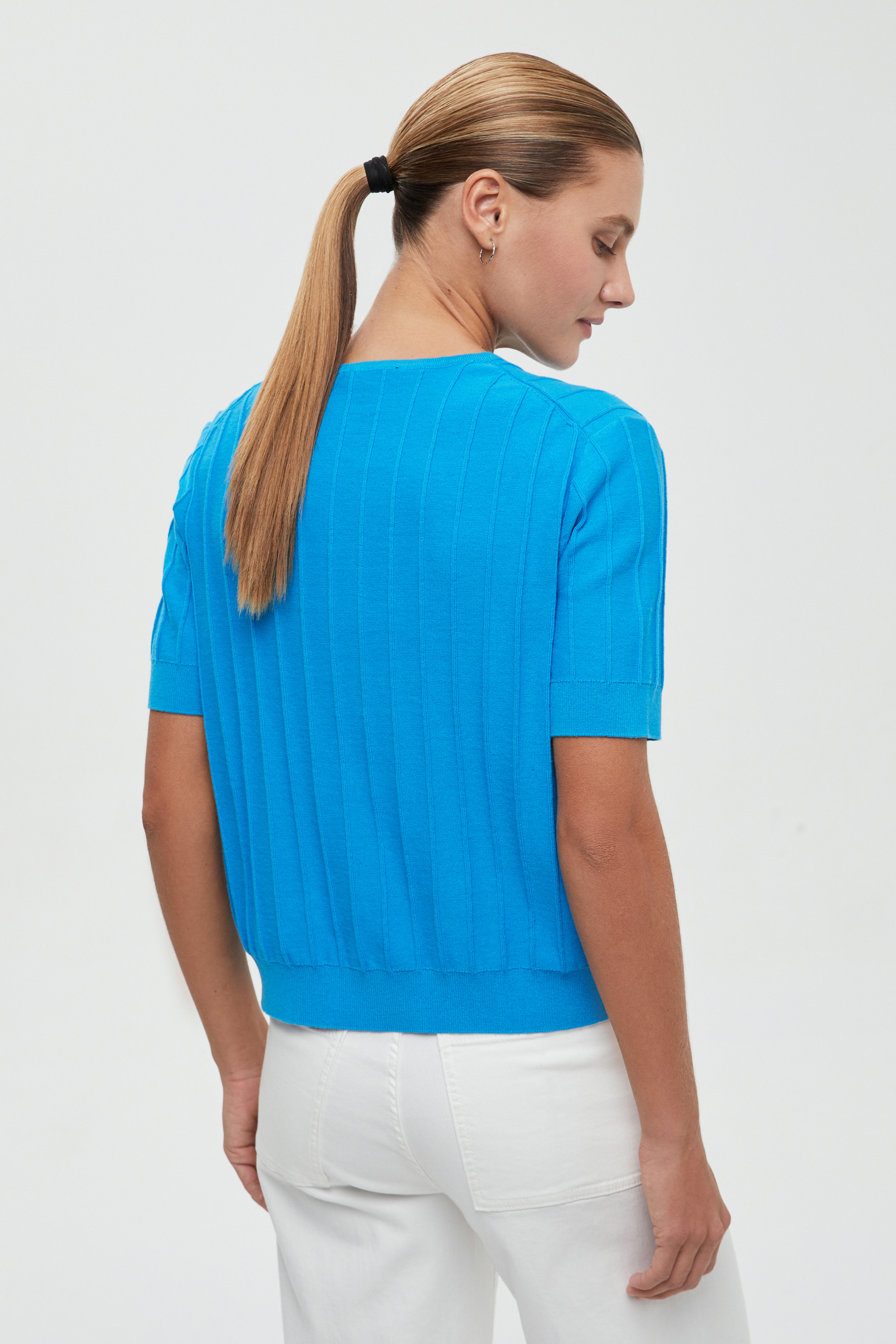 

Джемпер из хлопка с коротким рукавом, 150 cerulean, Джемпер из хлопка с коротким рукавом