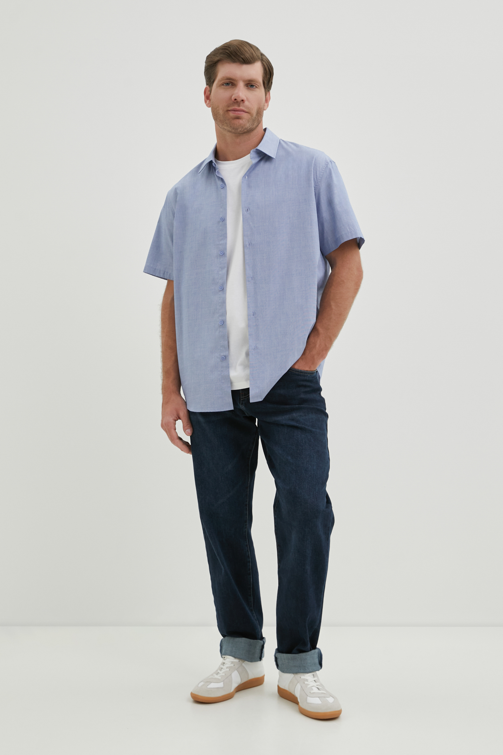 Рубашка с коротким рукавом из хлопка рубашка с коротким рукавом из фактурной ткани