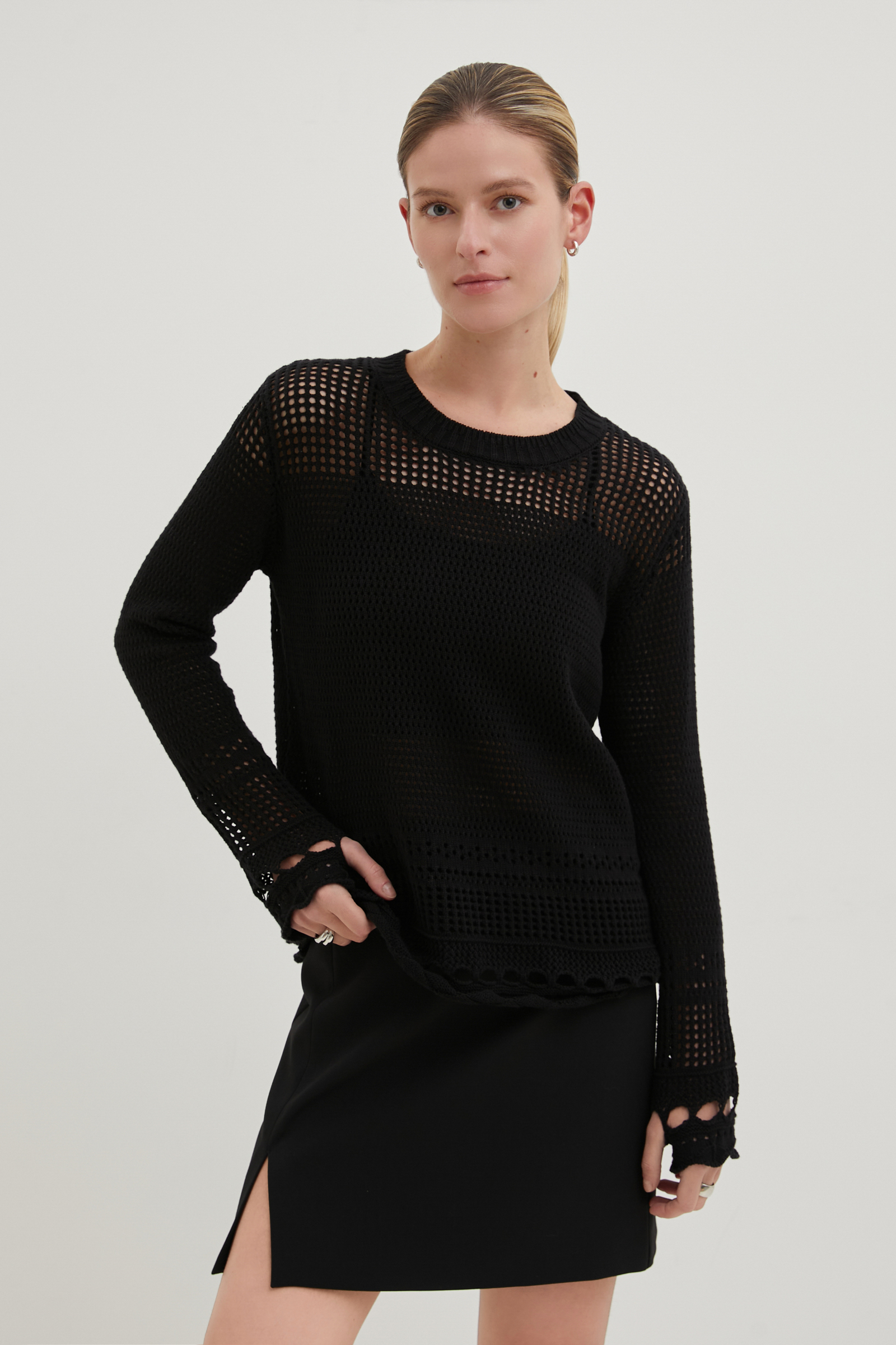 

Джемпер свободного силуэта из хлопка, 200 black, Джемпер свободного силуэта из хлопка