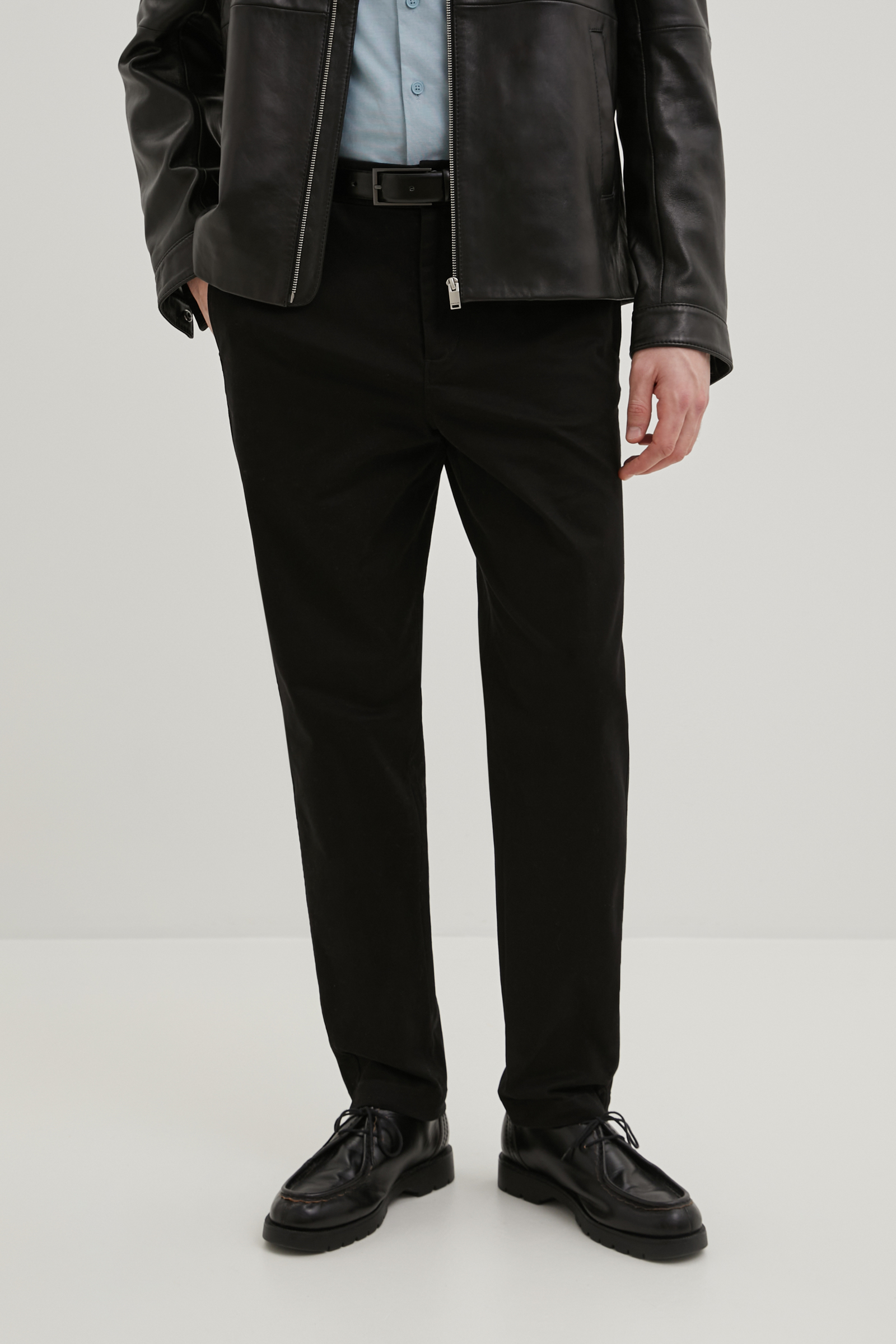 

Брюки на средней посадке из хлопка, 200 black, Брюки на средней посадке из хлопка