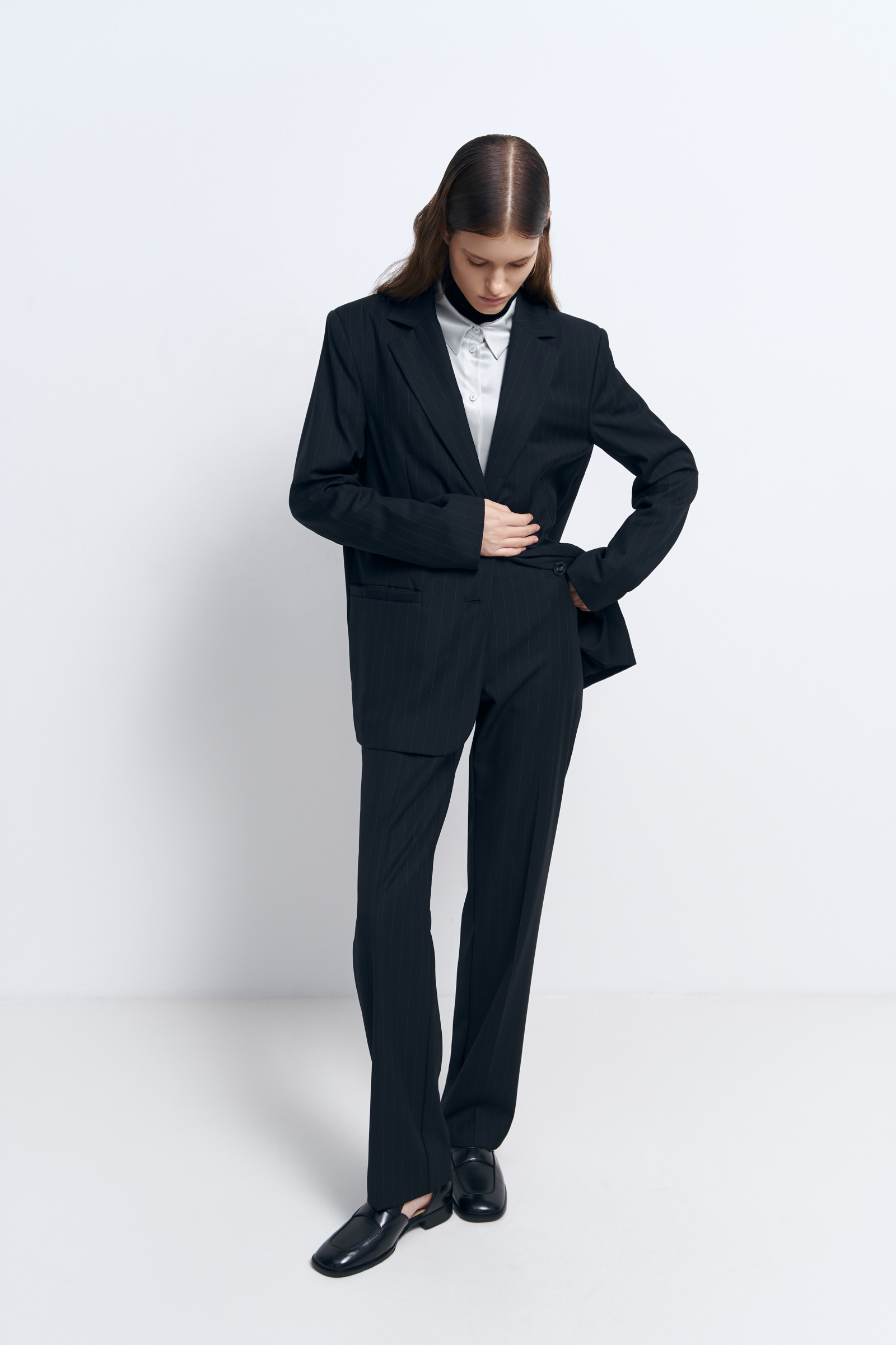 

Брюки из шерсти в полоску, 200 mc black, Брюки из шерсти в полоску