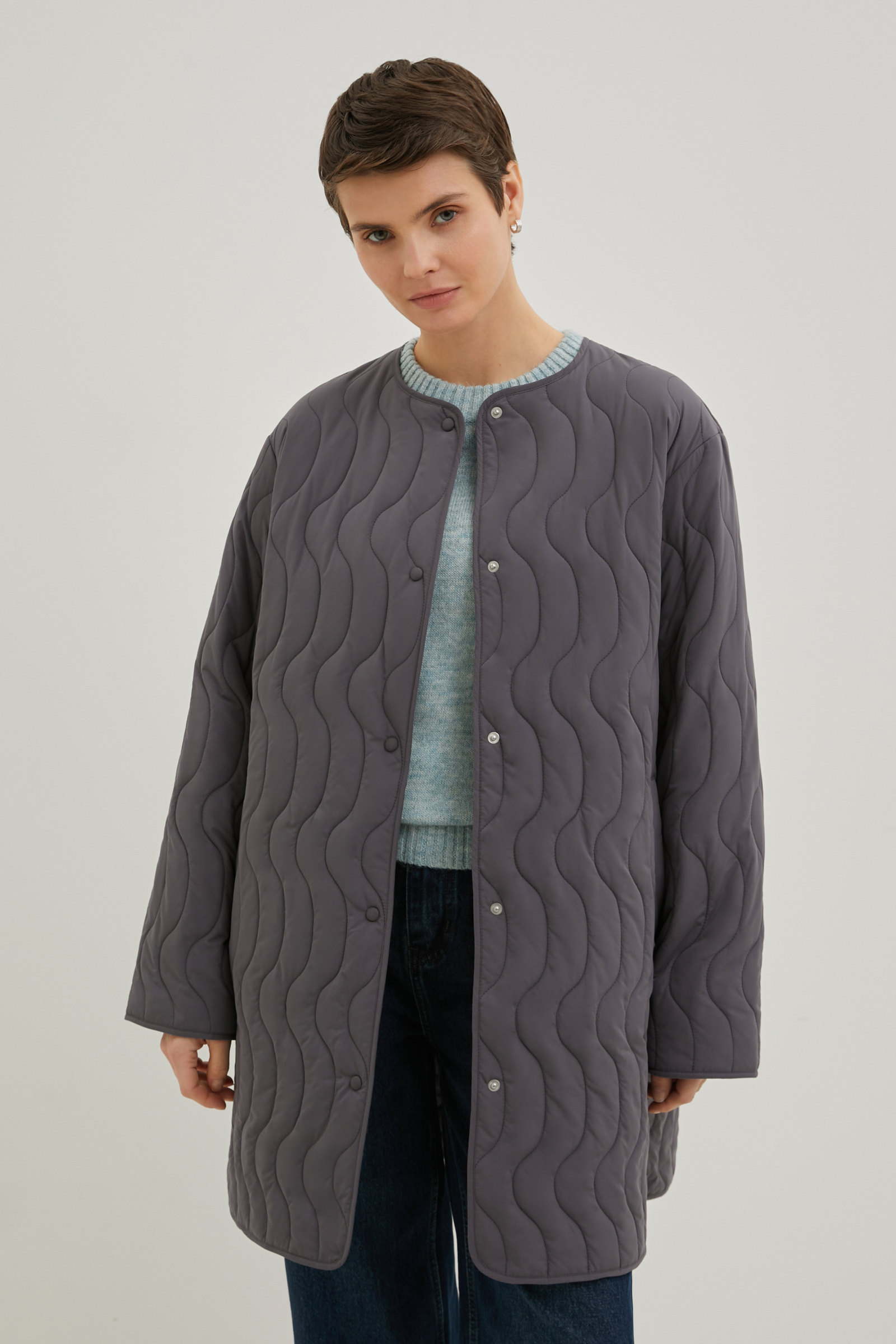 

Полупальто утепленное прямого кроя, 203 mud, Полупальто утепленное прямого кроя