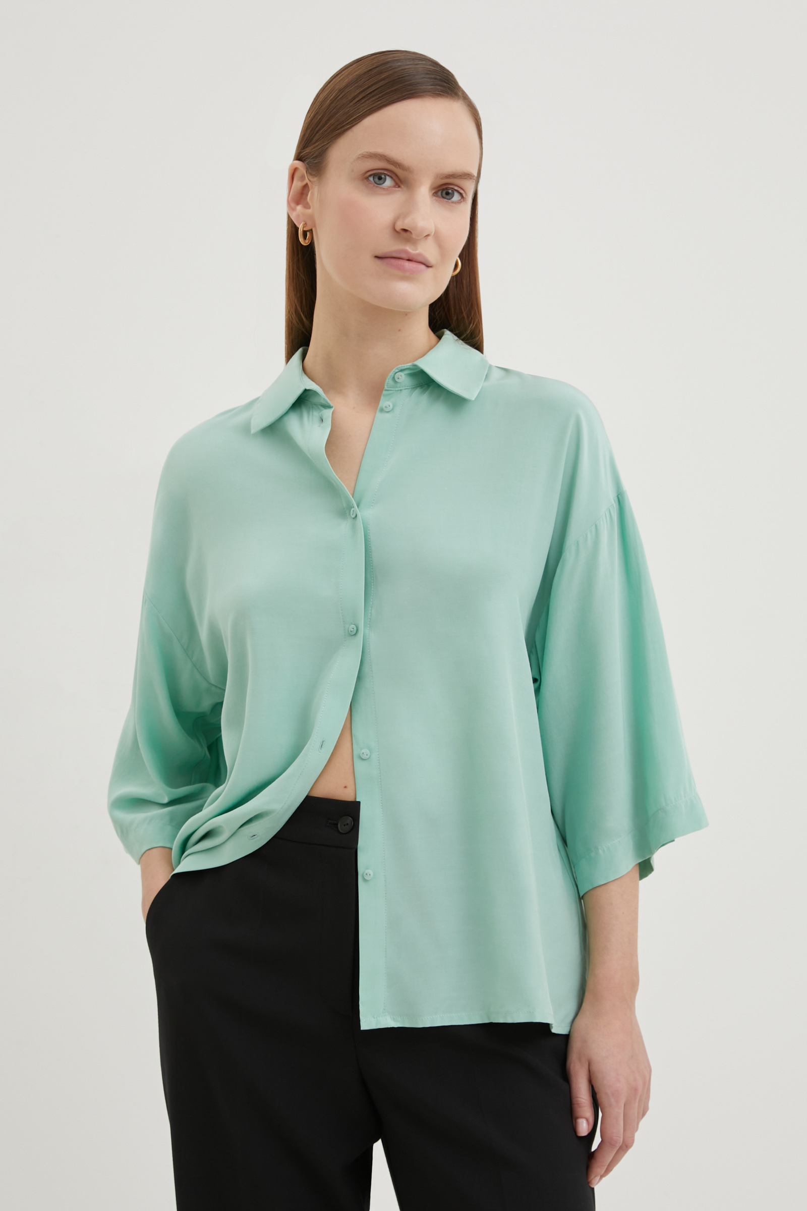 

Блузка свободного силуэта с коротким рукавом, 505 mint, Блузка свободного силуэта с коротким рукавом