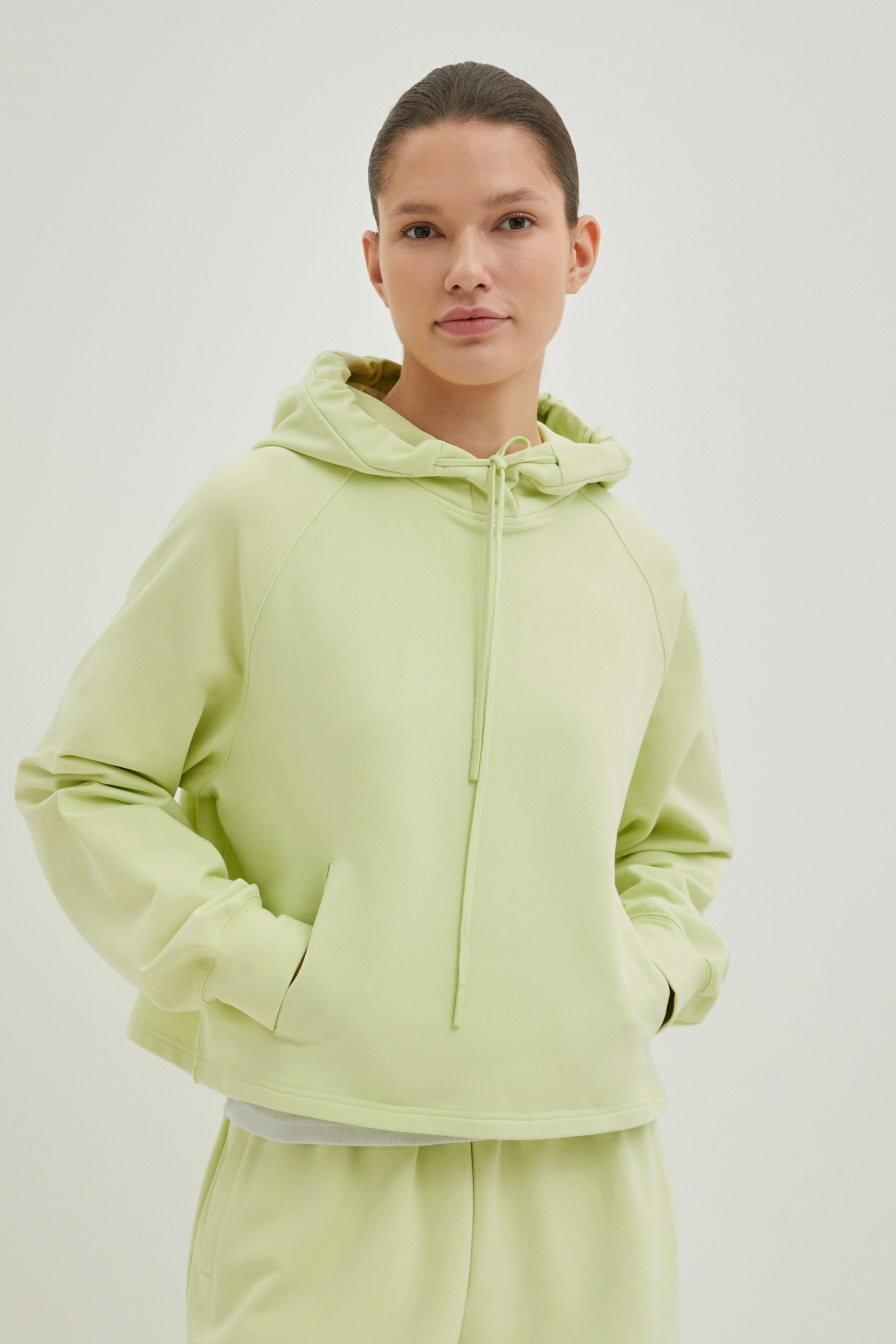 

Укороченное худи из хлопка, 560 chrysolite, Укороченное худи из хлопка