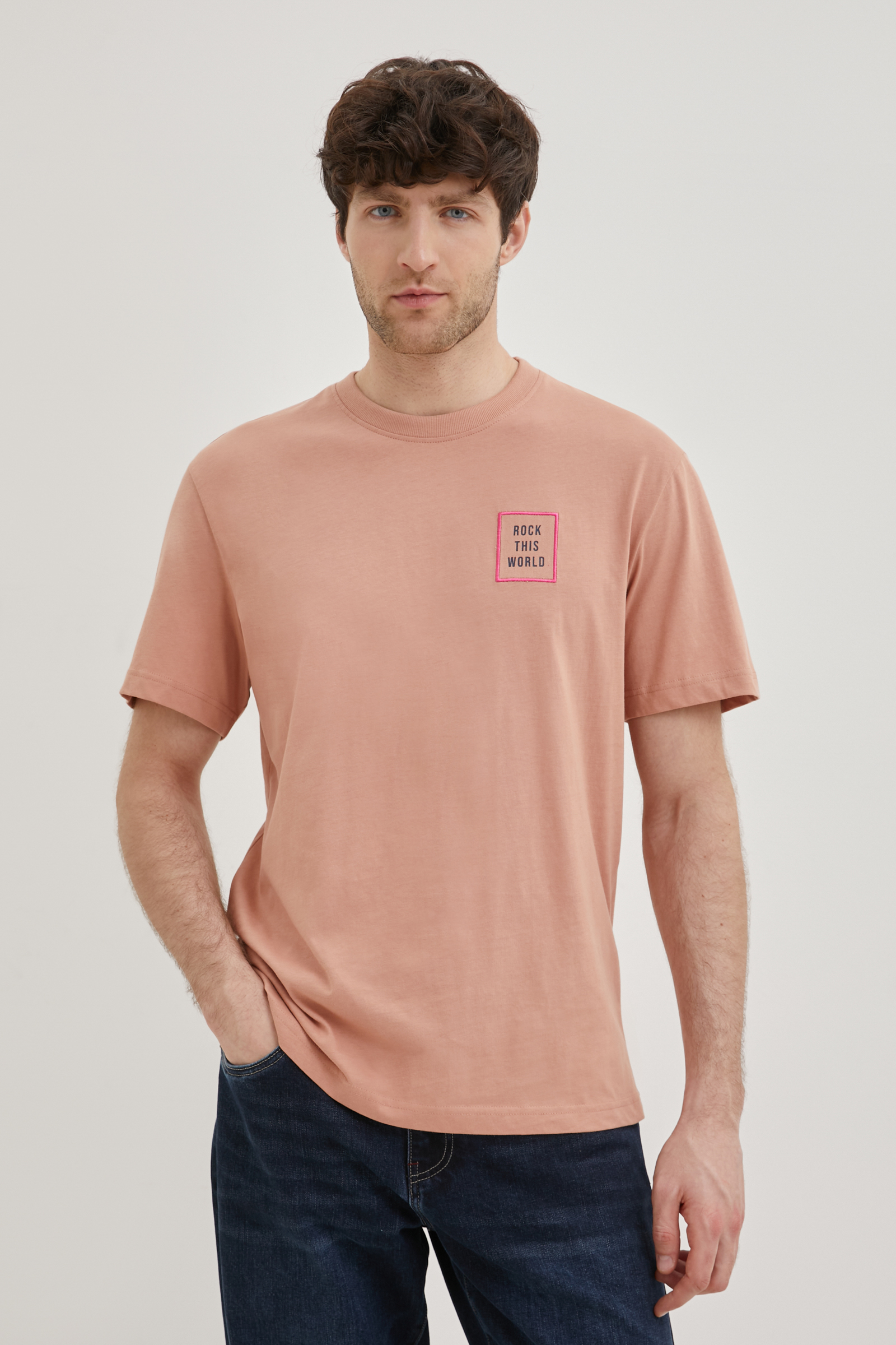 

Футболка прямого силуэта с принтом, 644 cork, Футболка прямого силуэта с принтом