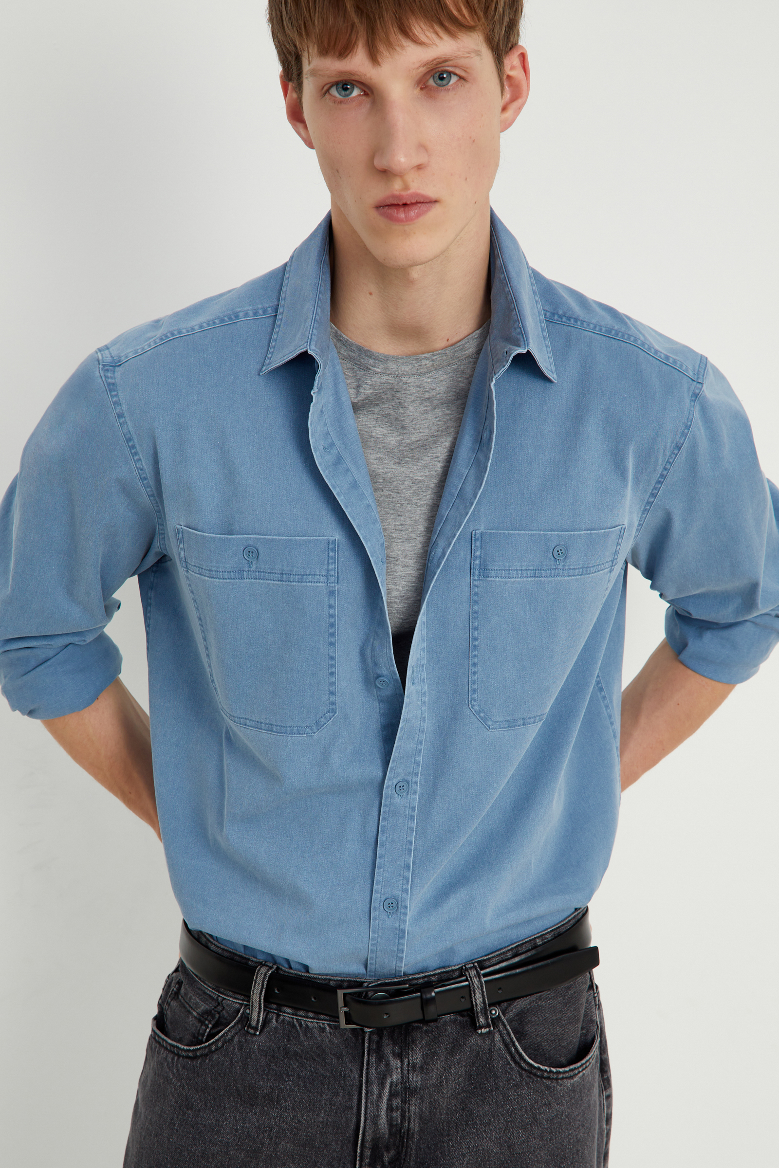 

Рубашка с нагрудными карманами, 110 delta blue, Рубашка с нагрудными карманами