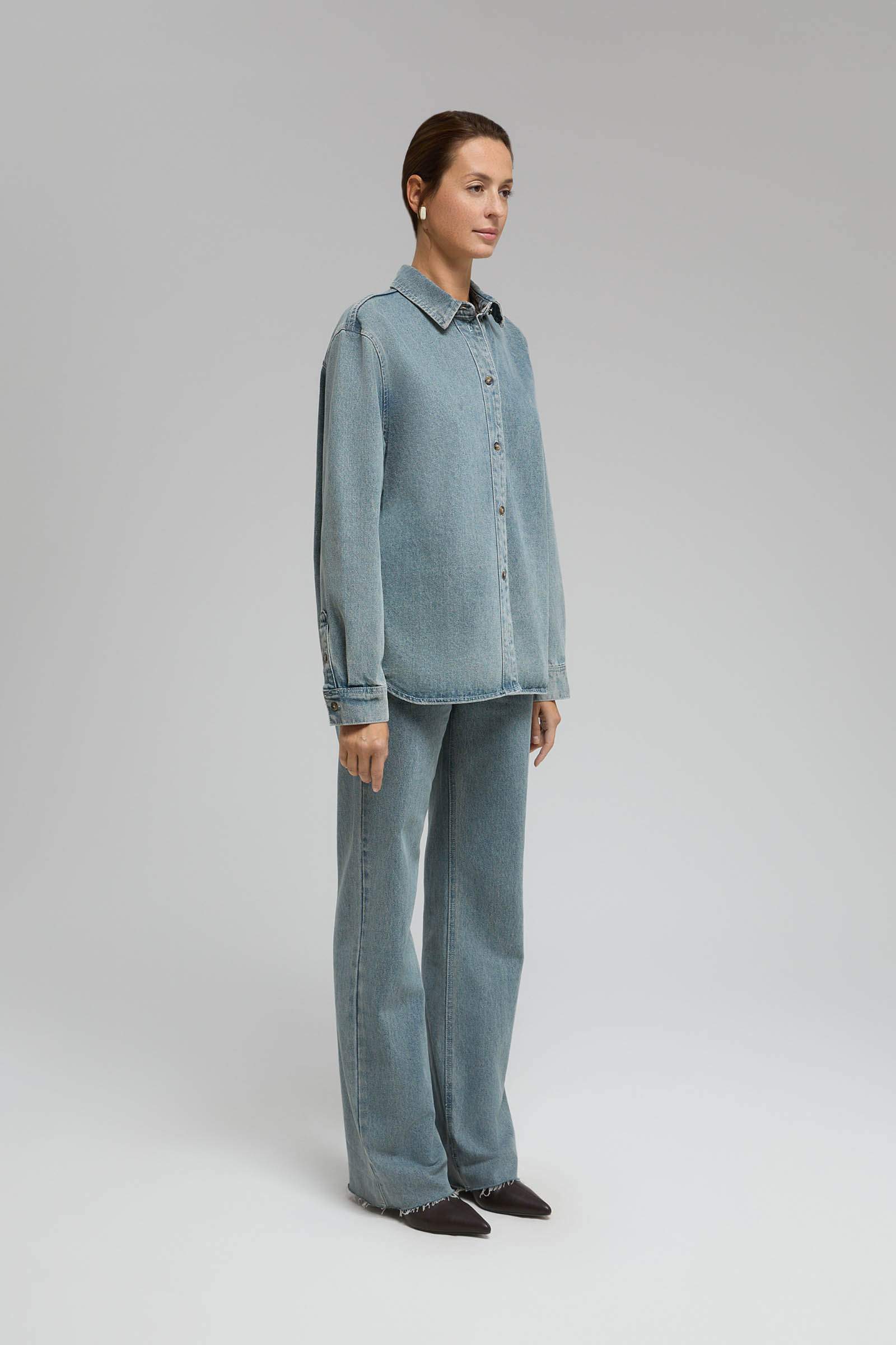 

Джинсовая рубашка свободного силуэта, 1261 light denim, Джинсовая рубашка свободного силуэта