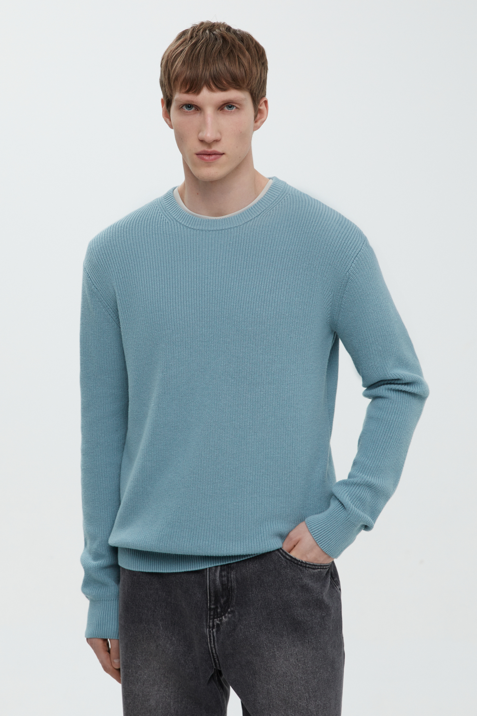 

Джемпер из хлопка прямого кроя, 130 bluestone, Джемпер из хлопка прямого кроя