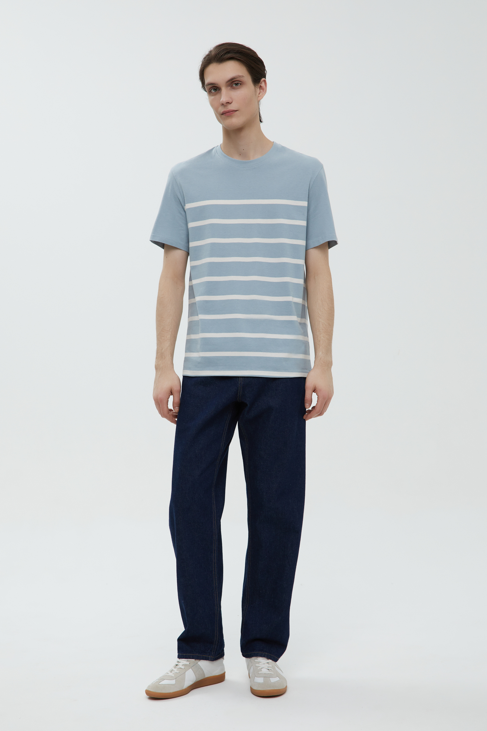 

Футболка из хлопка в полоску, 500 mc green, Футболка из хлопка в полоску