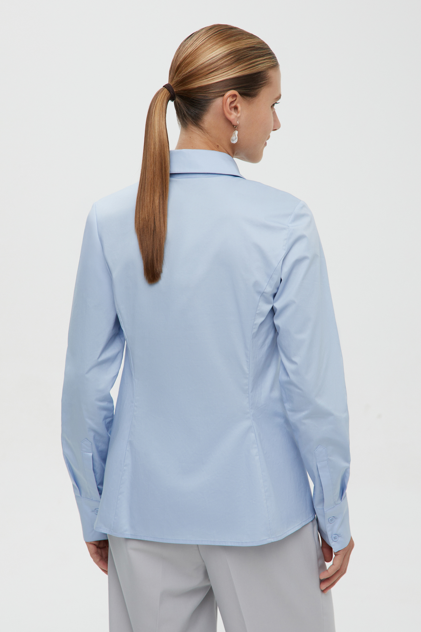 

Рубашка из хлопка полуприлегающего силуэта, 136 haze, Рубашка из хлопка полуприлегающего силуэта