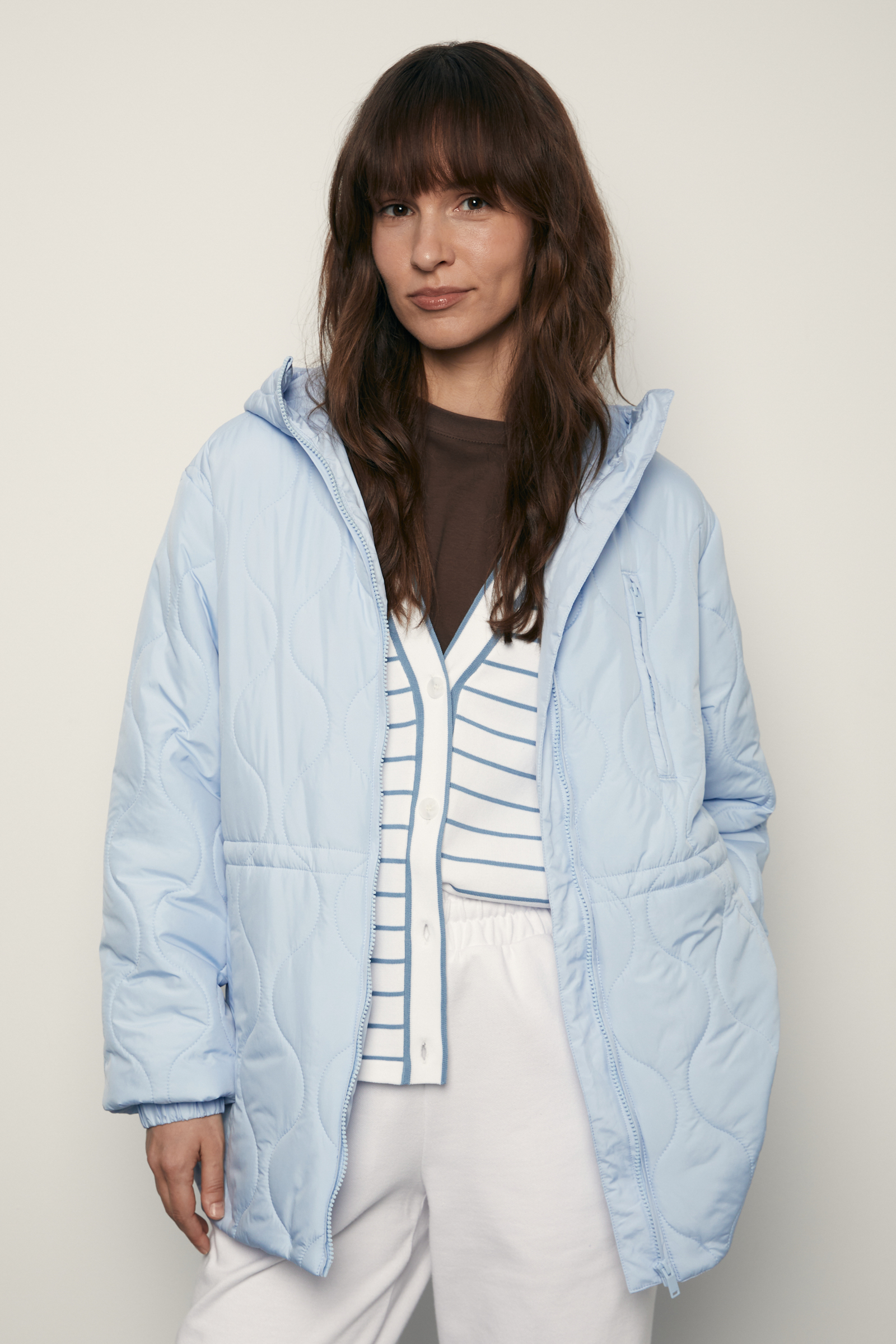 

Утепленная куртка с поясом на кулиске, 136 haze, Утепленная куртка с поясом на кулиске