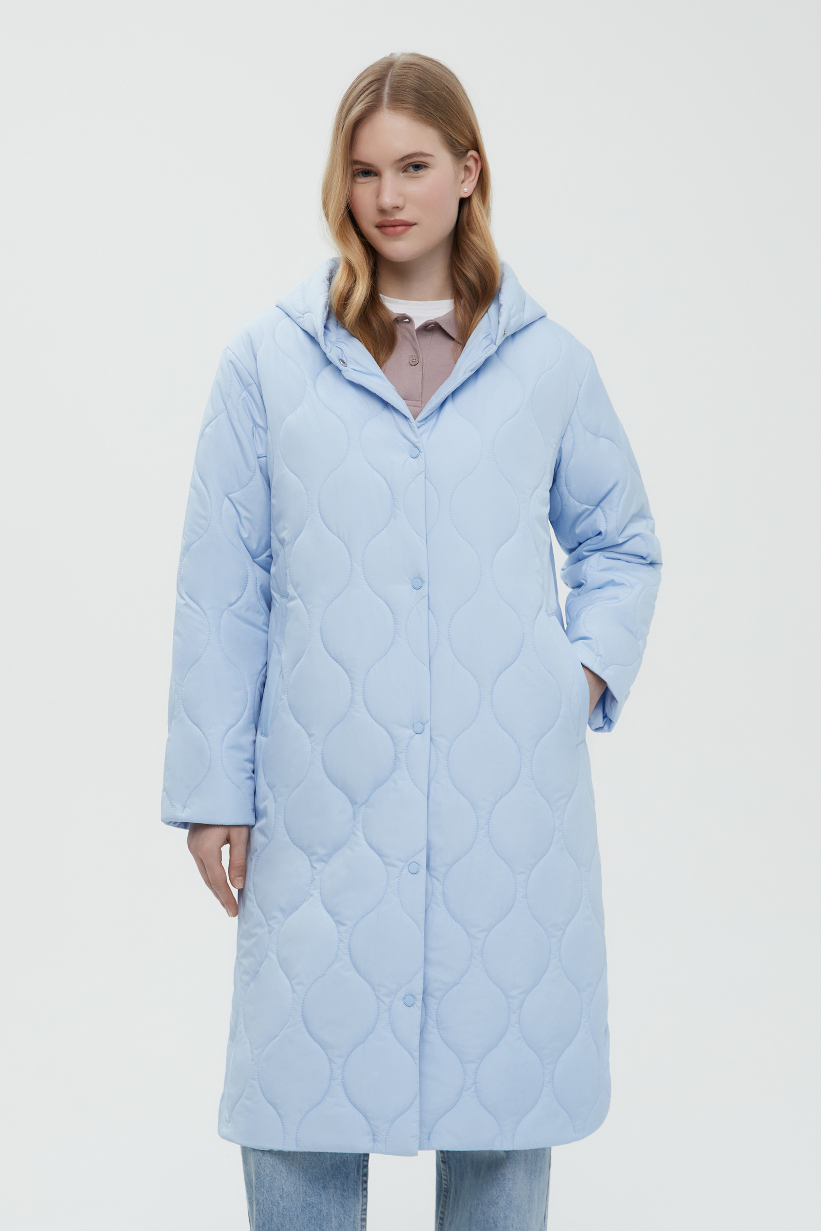 

Утепленное пальто А-силуэта с капюшоном, 136 haze, Утепленное пальто А-силуэта с капюшоном