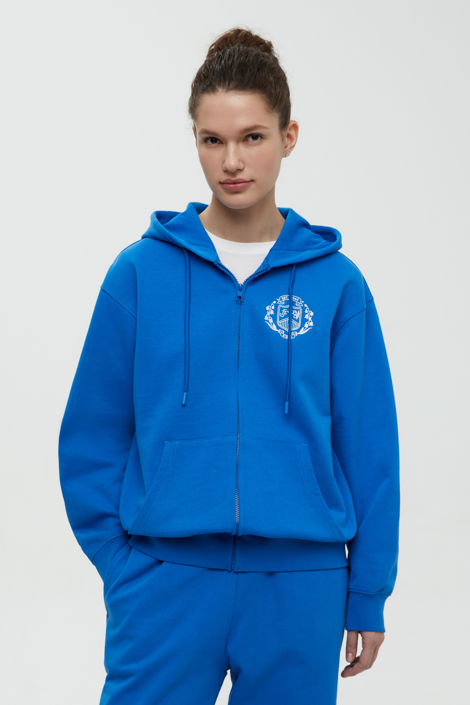 

Худи на молнии из хлопка, 150 cerulean, Худи на молнии из хлопка