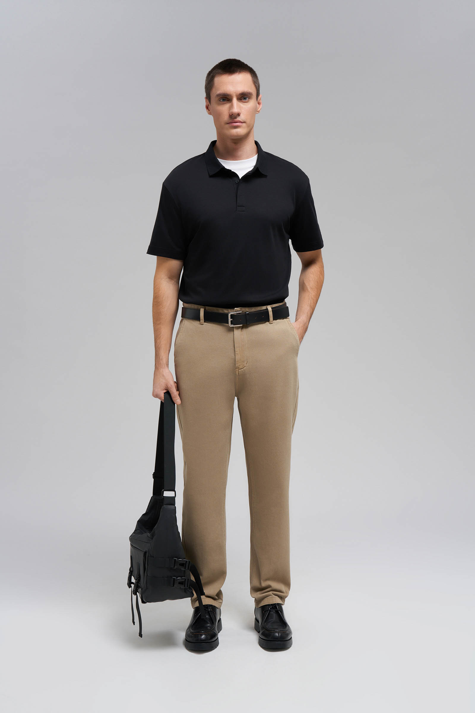 Поло FINN FLARE из мерсеризованного хлопка, черный, арт. FBF21019