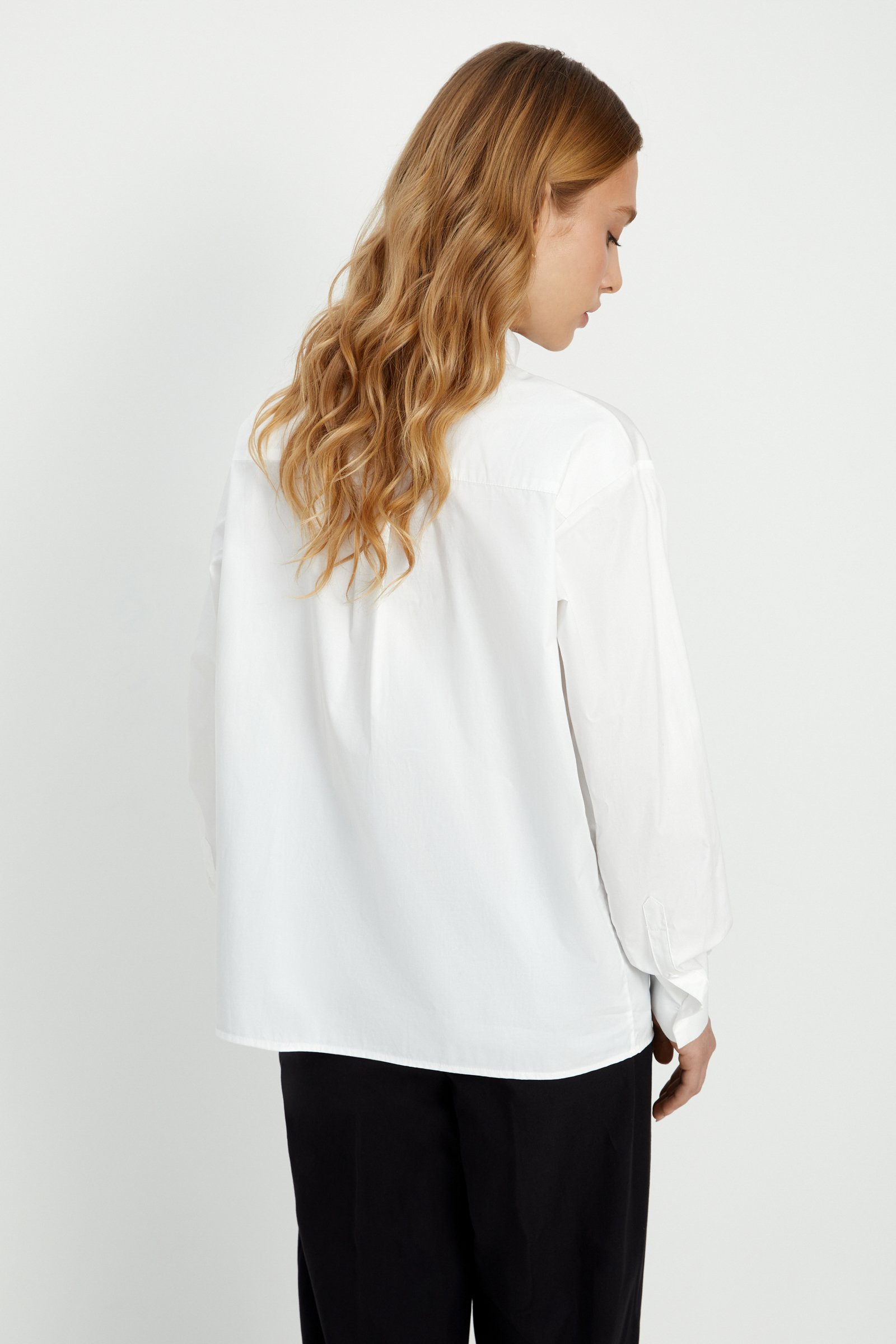 

Рубашка свободного силуэта из хлопка, 201 white, Рубашка свободного силуэта из хлопка