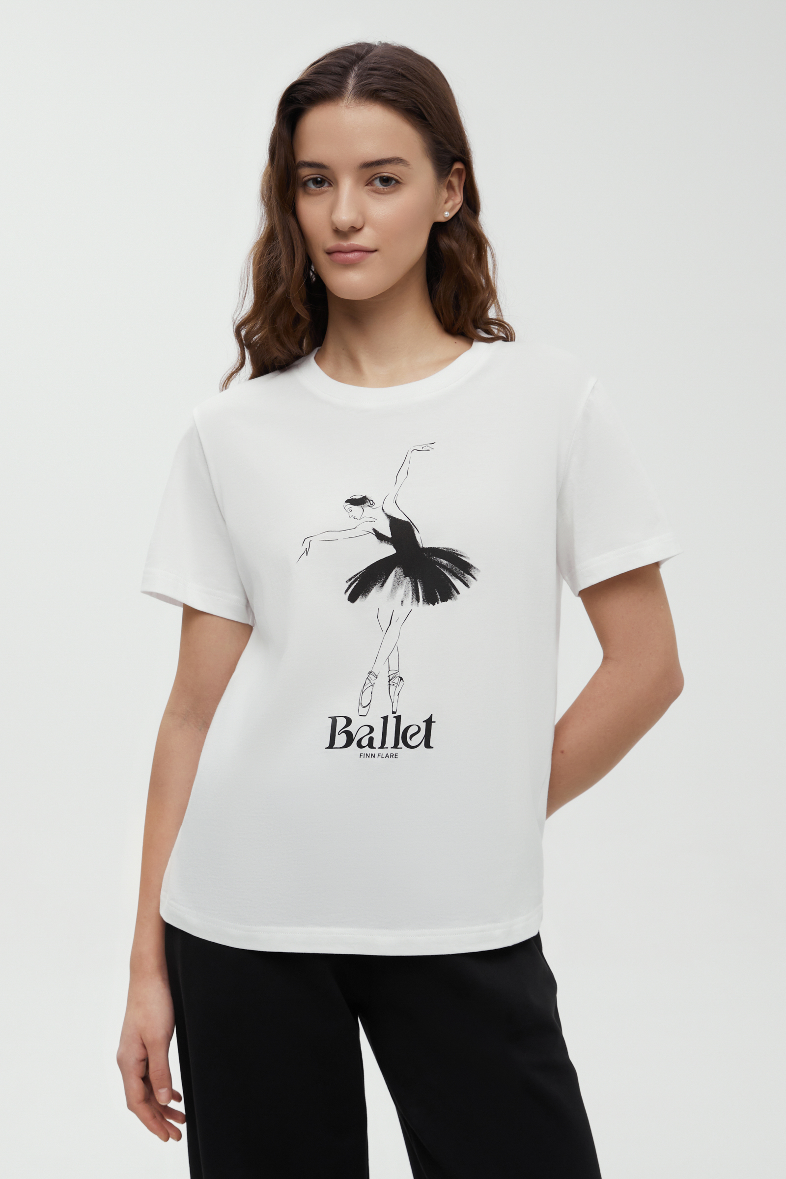 

Укороченная футболка с принтом из капсулы Балет, 201 white, Укороченная футболка с принтом из капсулы Балет