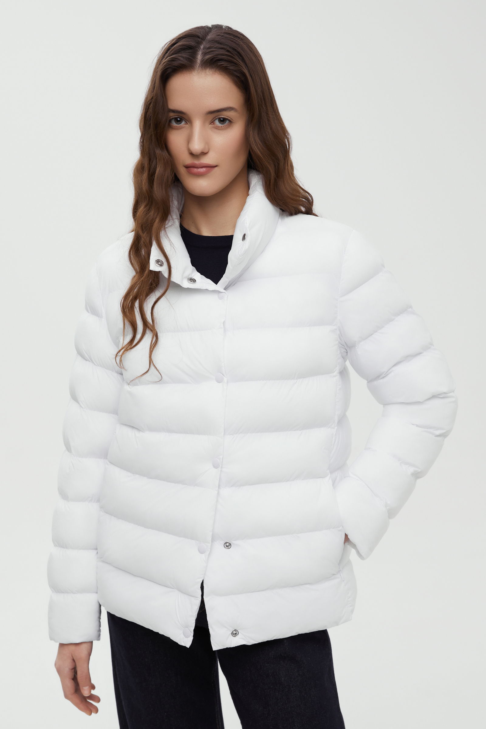 

Утепленная куртка полуприлегающего силуэта, 201 white, Утепленная куртка полуприлегающего силуэта