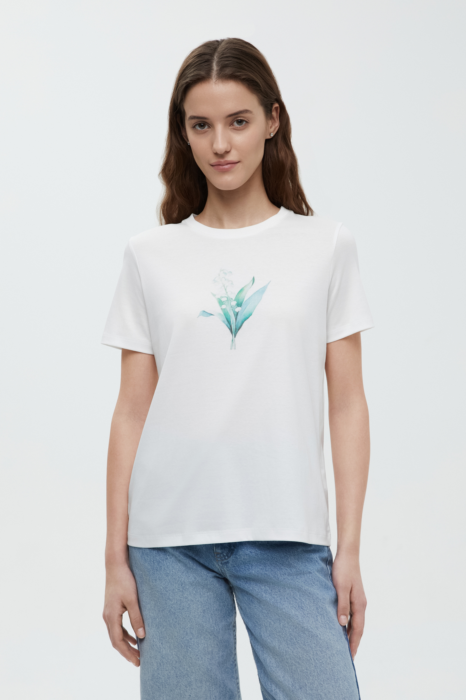 Футболка FINN FLARE из мерсеризованного хлопка с принтом, 201 white, арт. FBF11089