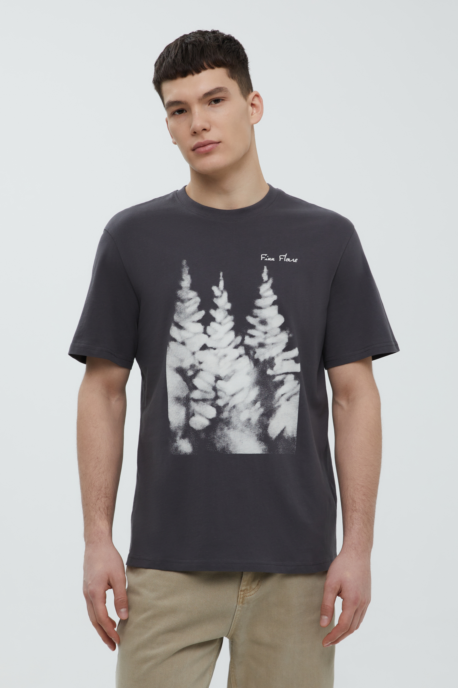 Футболка Finn Flare с принтом, серый, арт. FBF21072