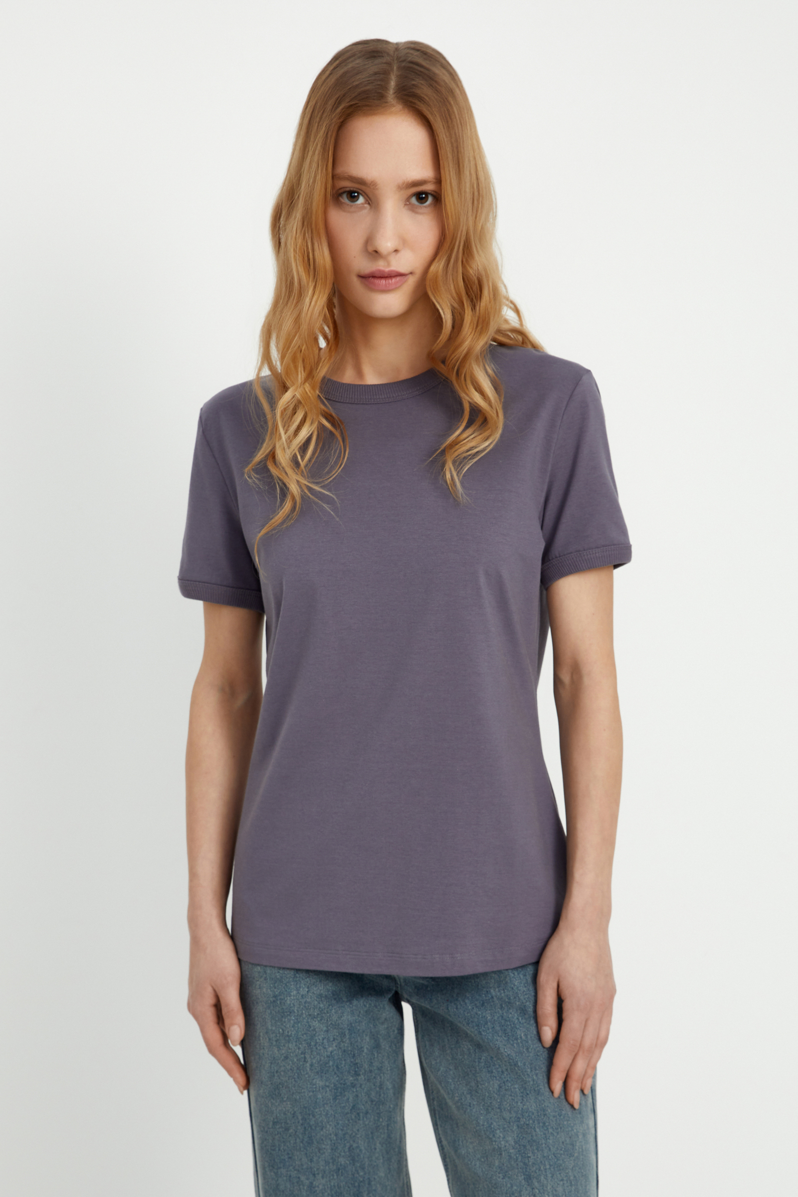 Футболка Finn Flare приталенного силуэта, фиолетовый, арт. FBF11059