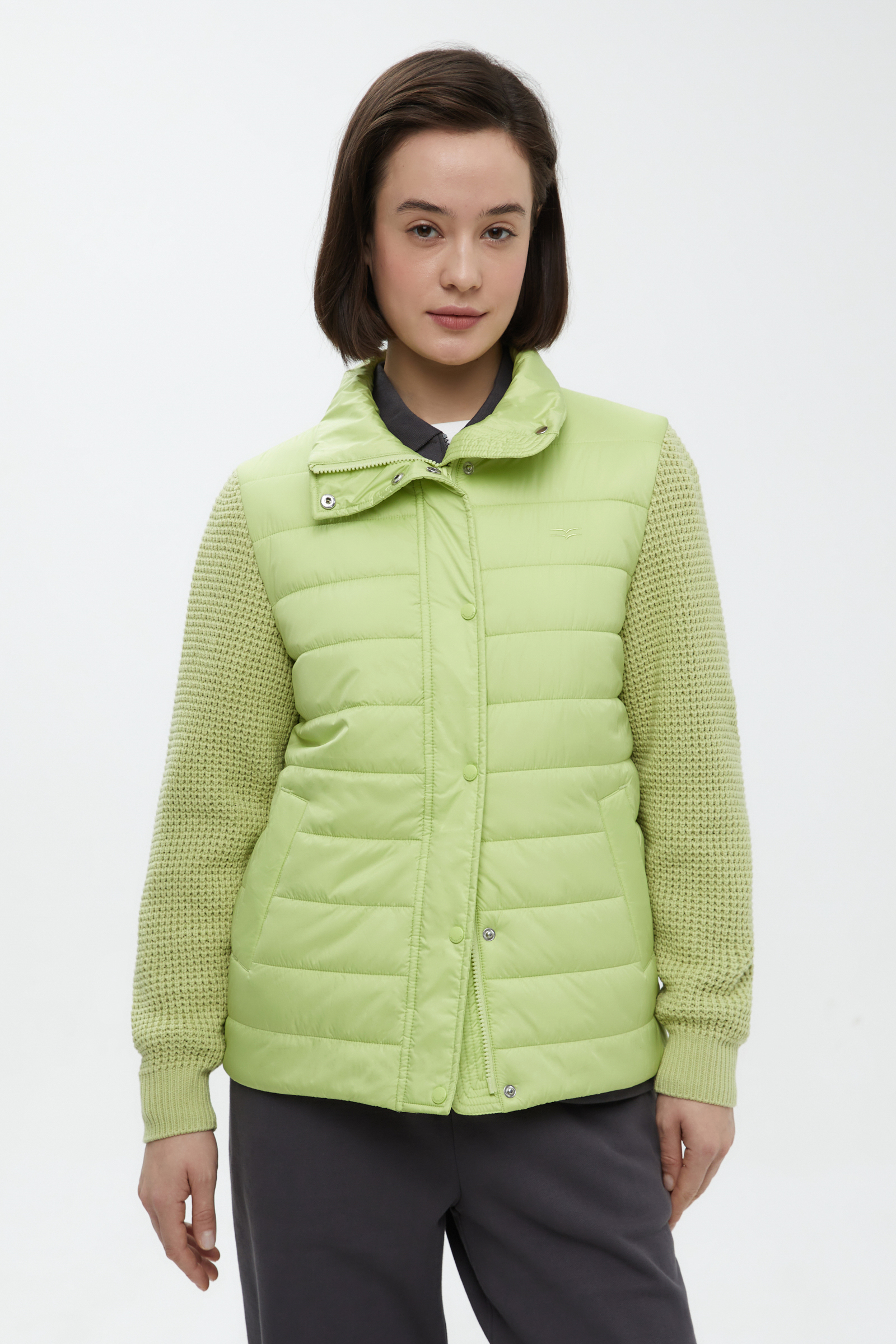 Куртка утепленная FINN FLARE с вязаными рукавами, зеленый, арт. FBF11062