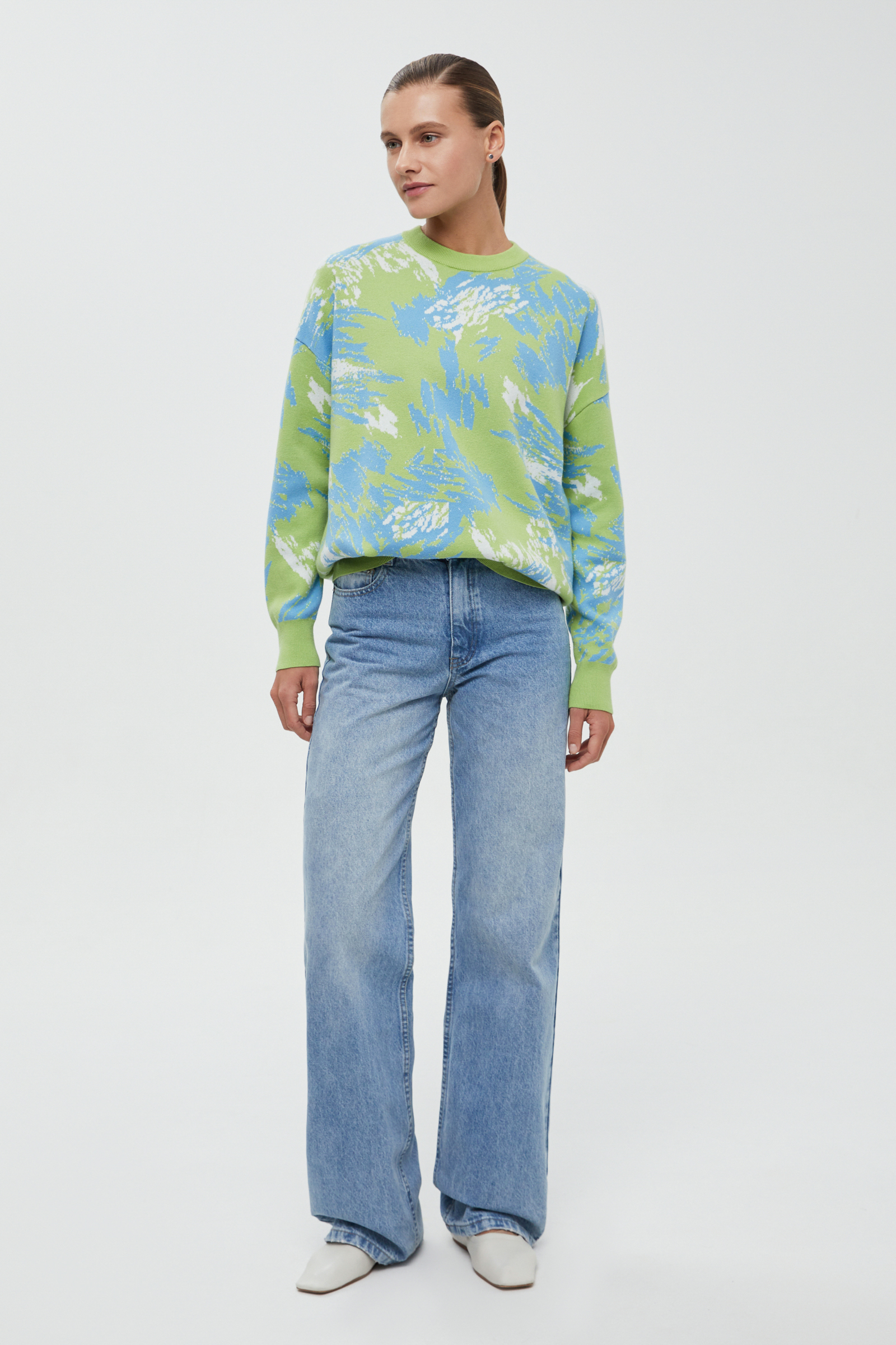 Джемпер свободного силуэта с принтом