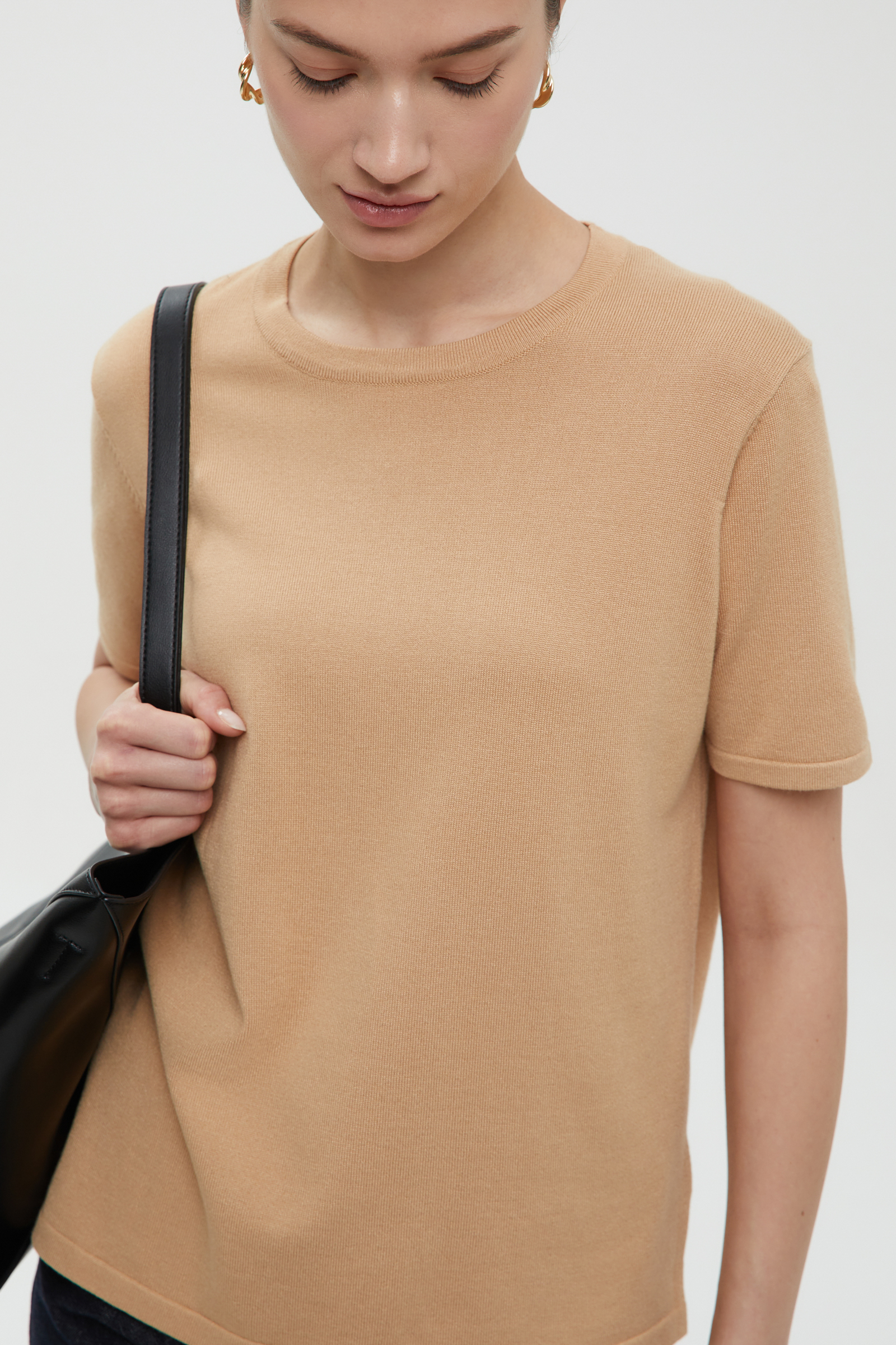 

Джемпер с коротким рукавом и округлой горловиной, 706 savanne, Джемпер с коротким рукавом и округлой горловиной