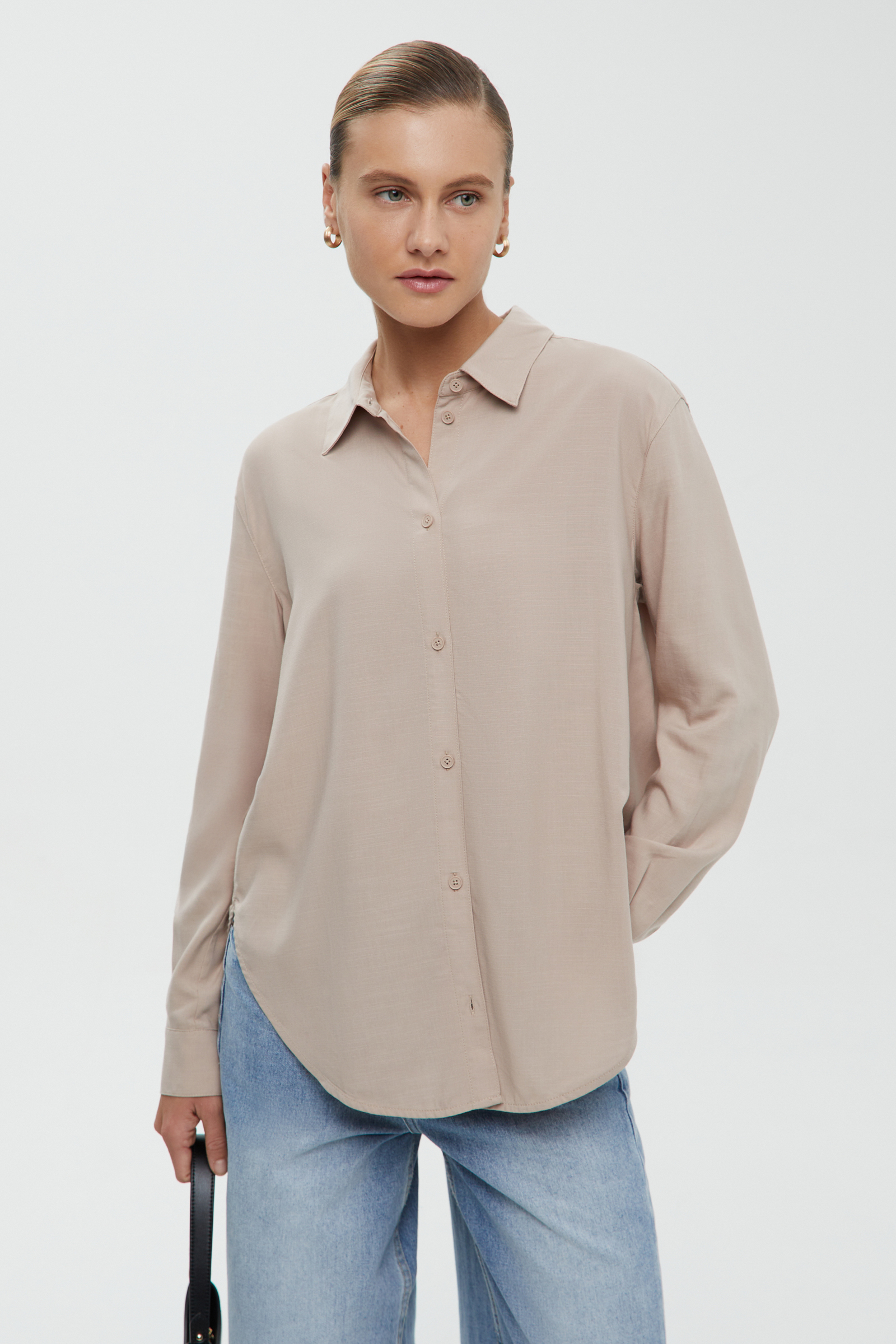 

Блузка свободного силуэта из тенселя, 709 cornstalk, Блузка свободного силуэта из тенселя