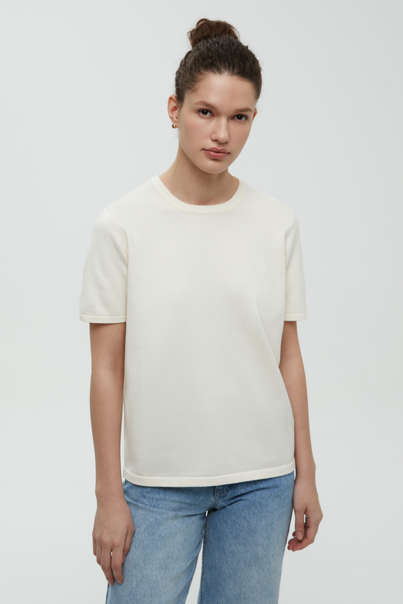 Джемпер с коротким рукавом FINN FLARE, бежевый, арт. FBF11103