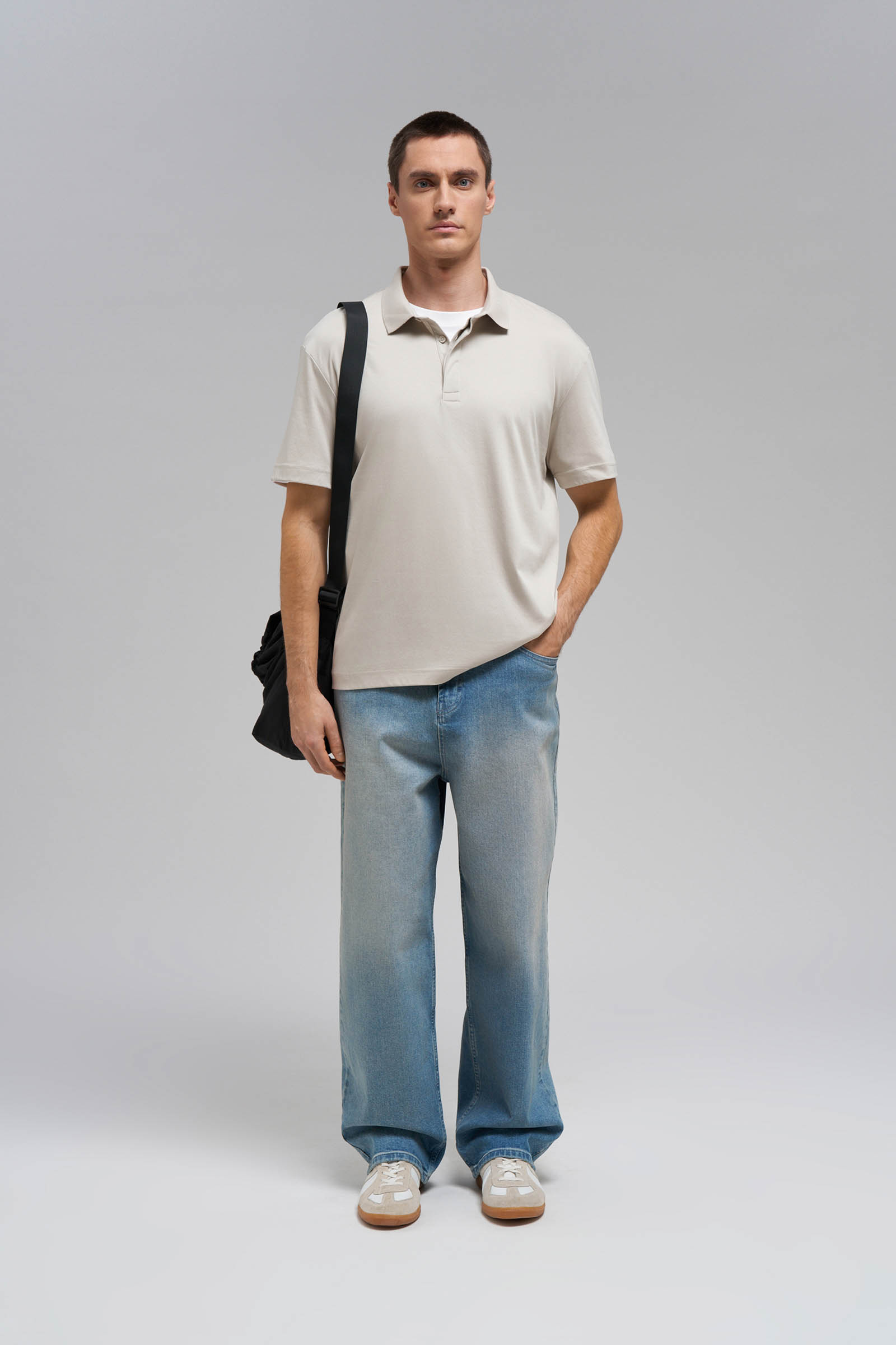 Поло FINN FLARE из мерсеризованного хлопка, бежевый, арт. FBF21019