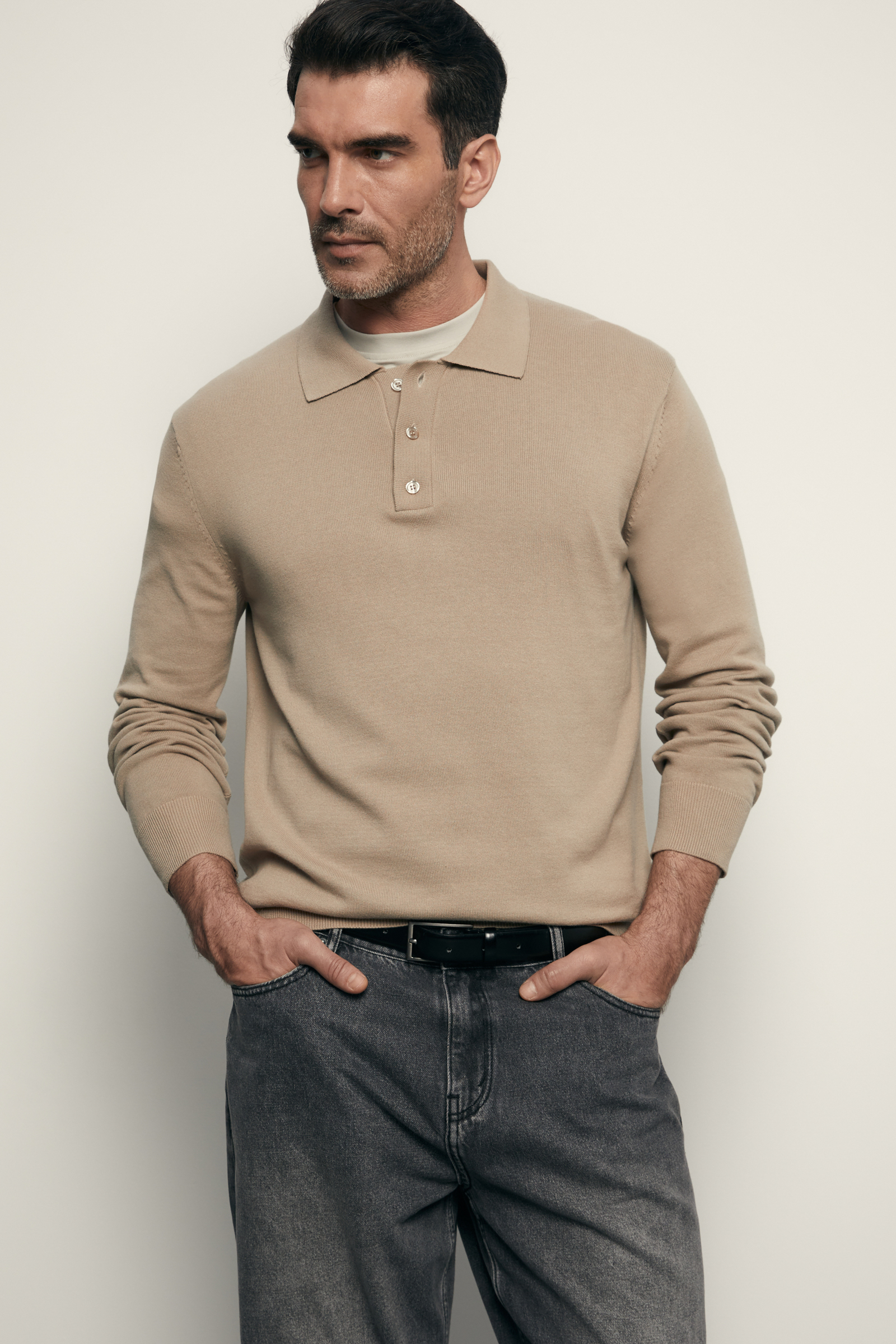 Поло с длинным рукавом FINN FLARE, бежевый, арт. FBF21113