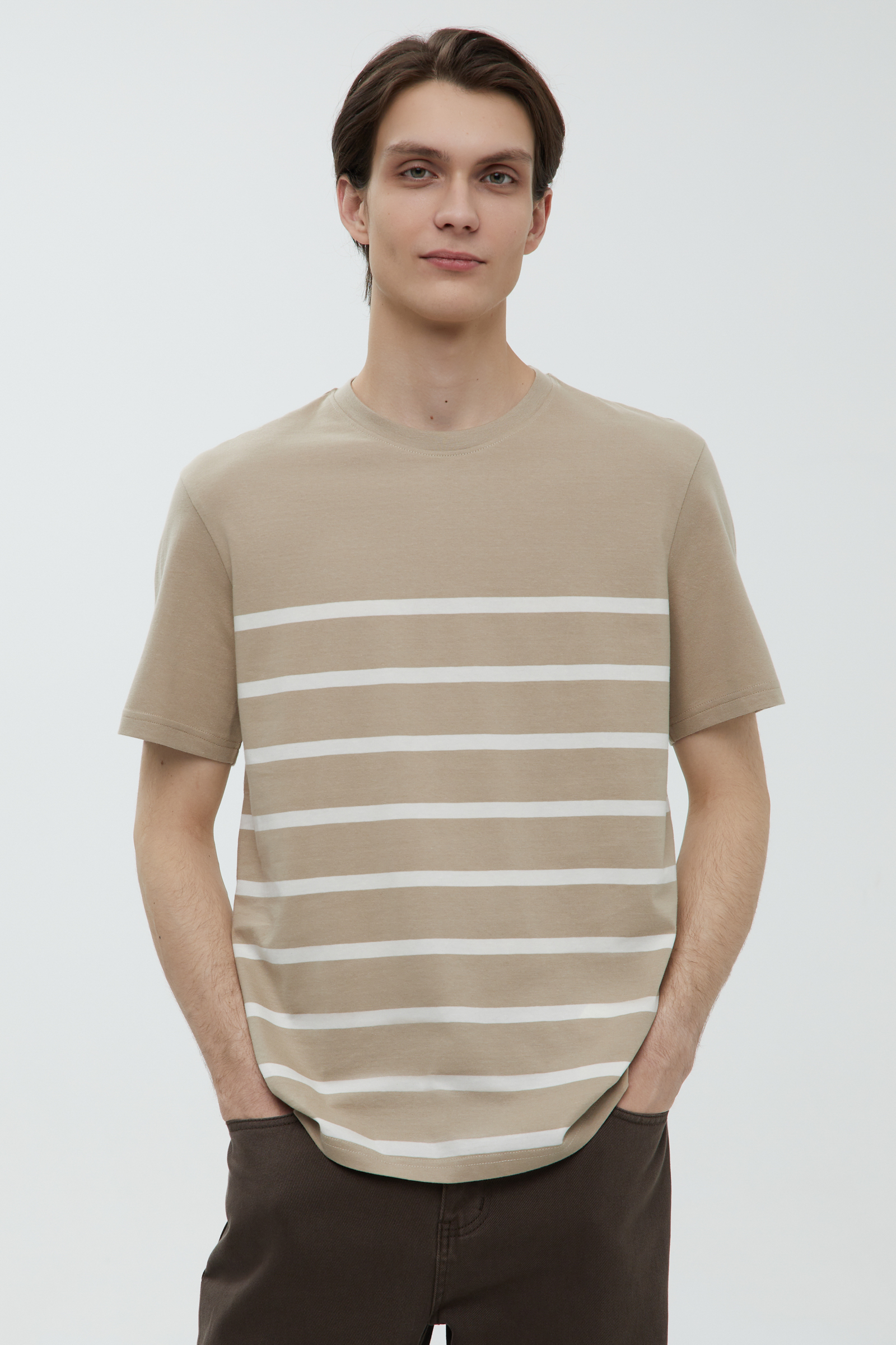 Футболка Finn Flare в полоску, бежевый, арт. FBF21056