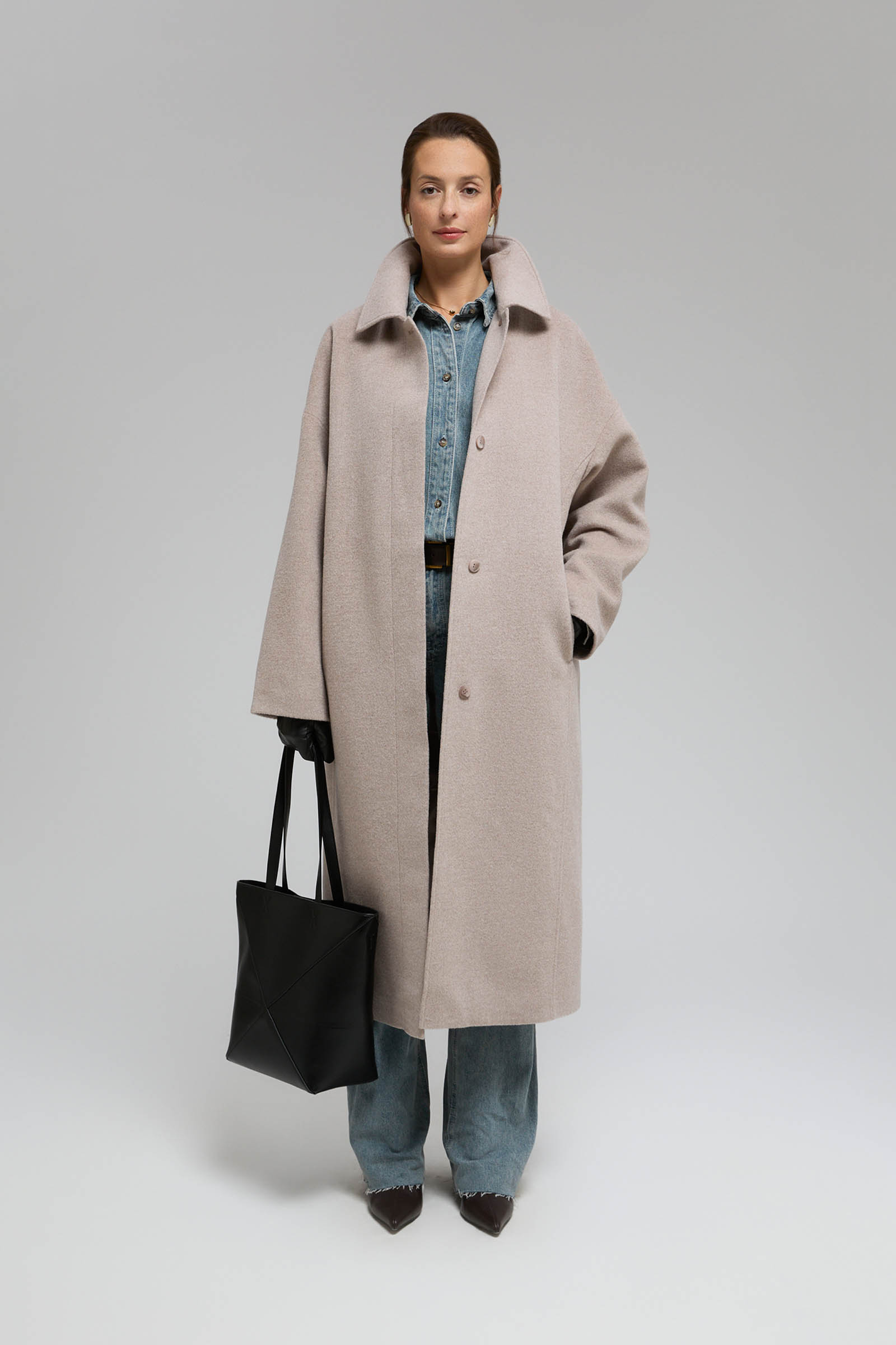 Однобортное пальто FINN FLARE из шерсти и шелка, бежевый, арт. FBF11033